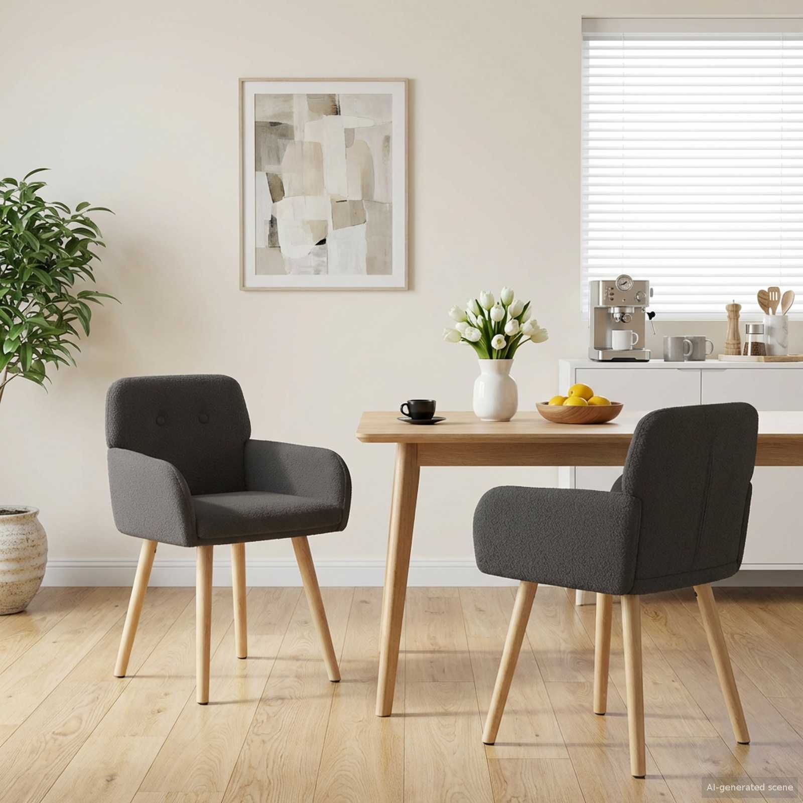 Eettafelstoelen 2 pcs Bouclé Donkergrijs 59 x 57 x 85 cm is nu te koop bij PeponiXL, paradijselijk wonen!