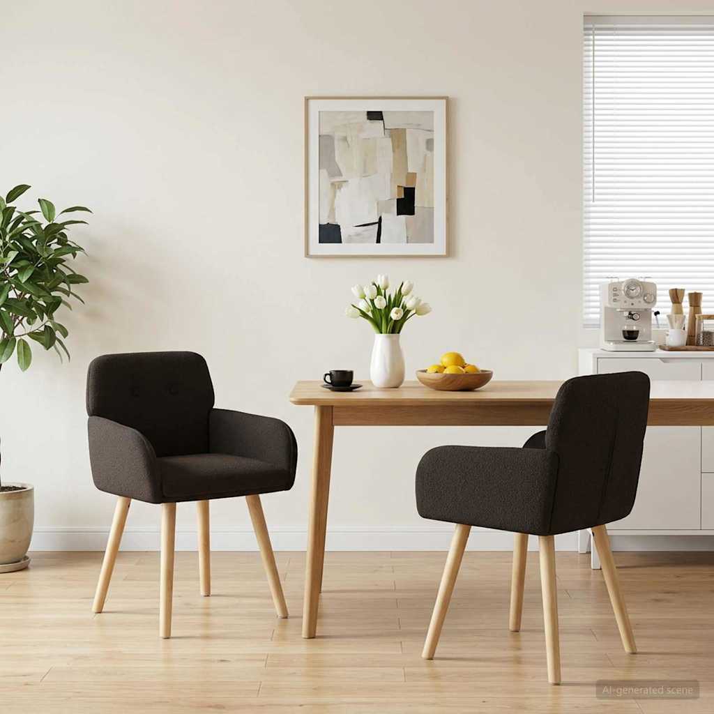 Eettafelstoelen 2 pcs Bouclé Zwart 59 x 57 x 85 cm is nu te koop bij PeponiXL, paradijselijk wonen!