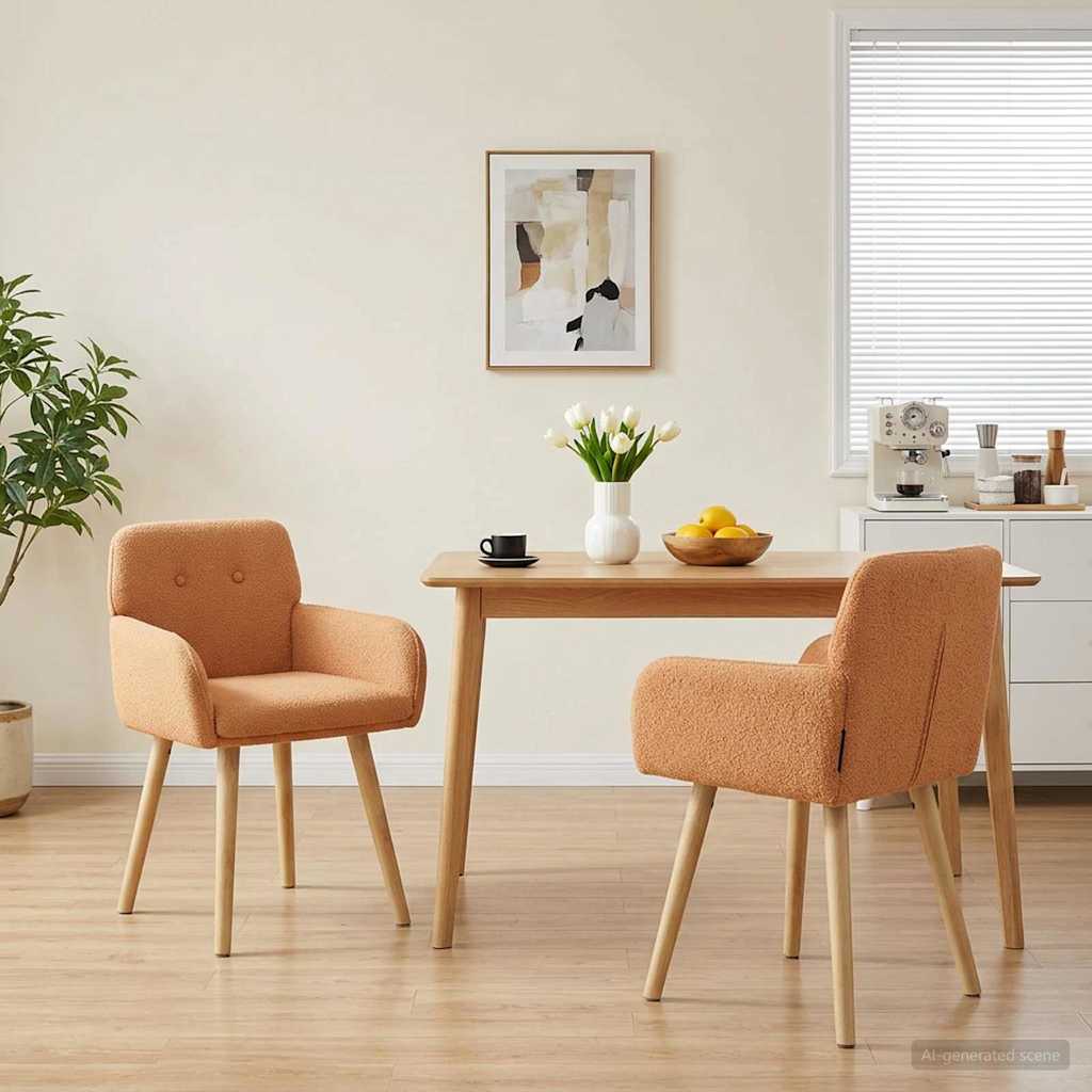 Eettafelstoelen 2 pcs Bouclé Beige 59 x 57 x 85 cm is nu te koop bij PeponiXL, paradijselijk wonen!