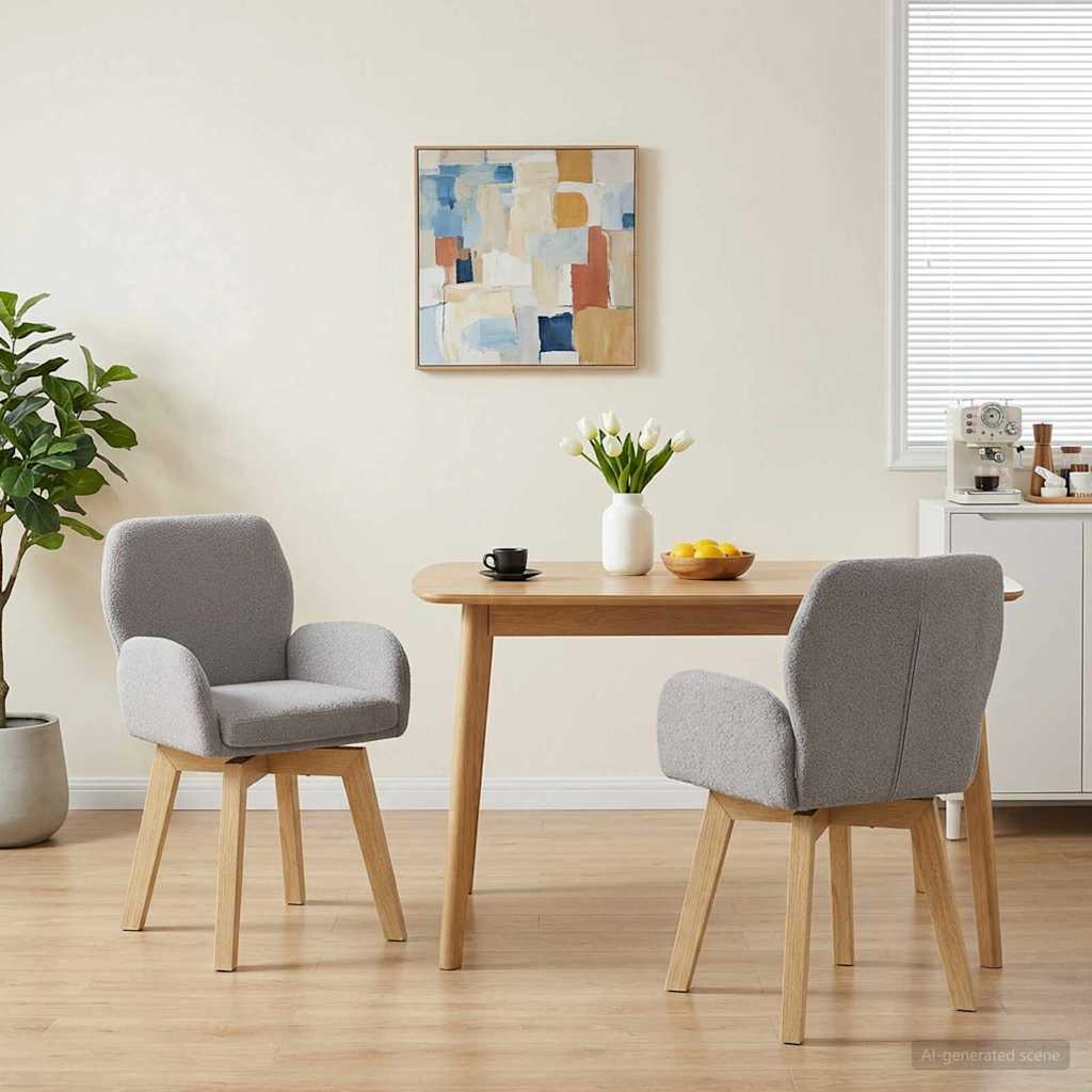 Draai Eetstoelen 2 pcs Bouclé Lichtgrijs 54 x 58 x 87 cm is nu te koop bij PeponiXL, paradijselijk wonen!