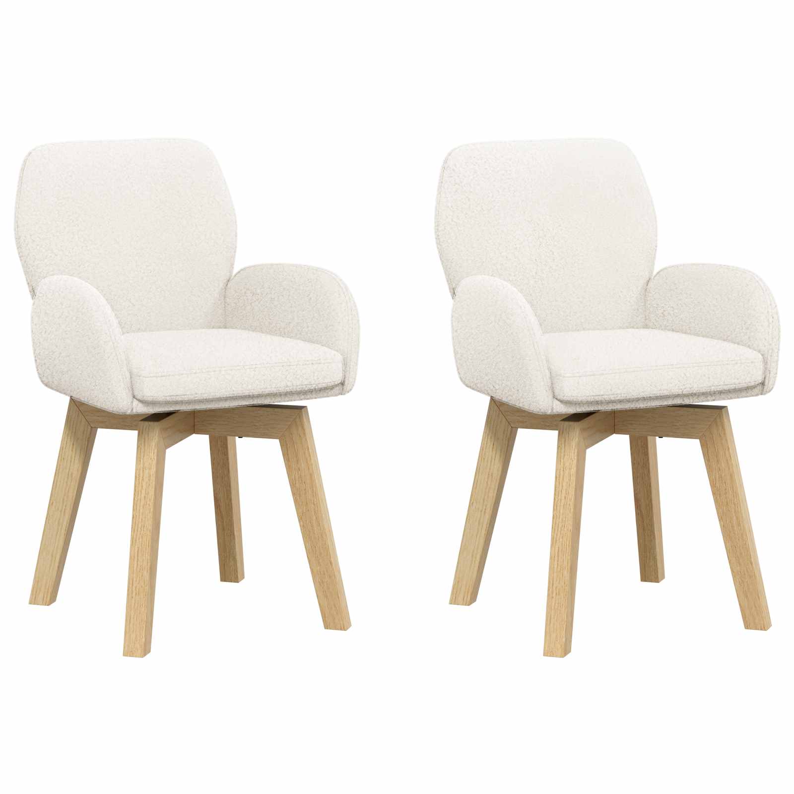 Draai Eetstoelen 2 pcs Bouclé Crèmekleurig 54 x 58 x 87 cm is nu te koop bij PeponiXL, paradijselijk wonen!