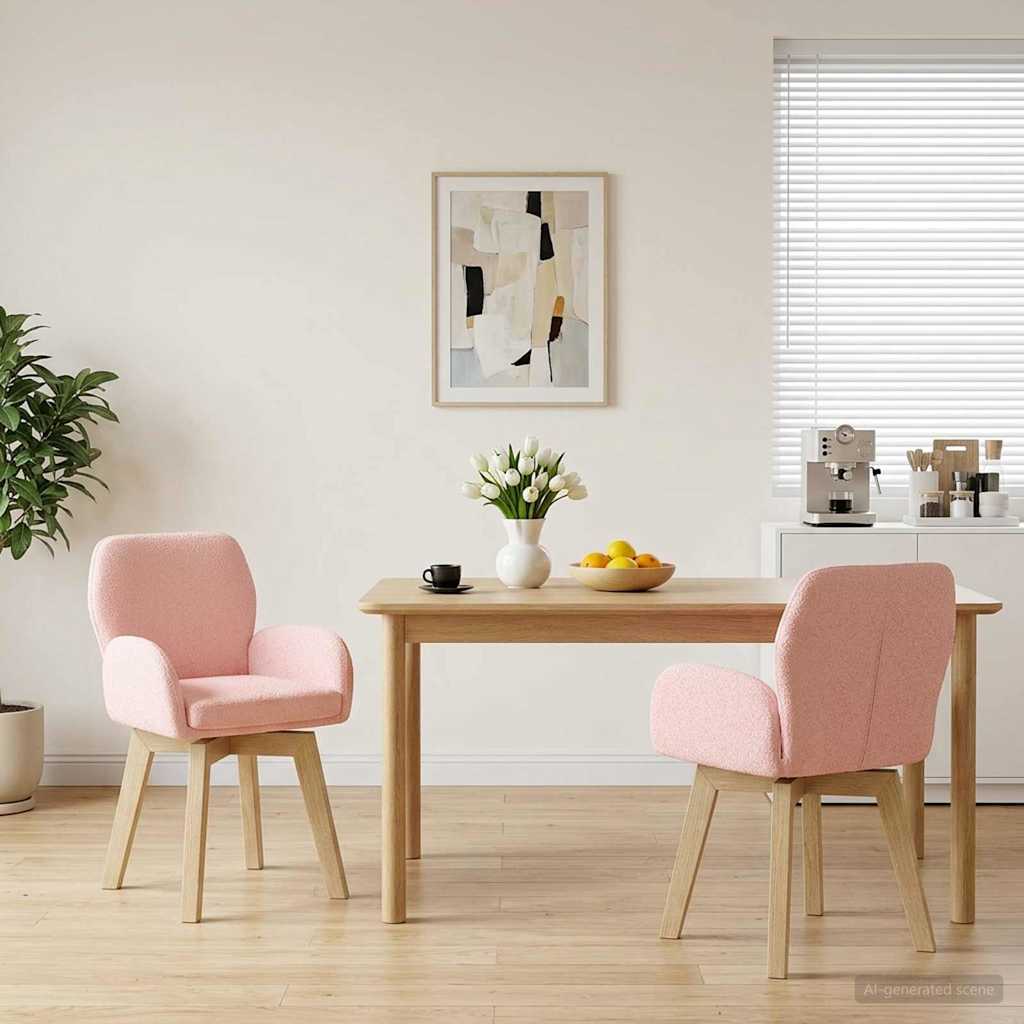 Draai Eetstoelen 2 pcs Bouclé Roze 54 x 58 x 87 cm is nu te koop bij PeponiXL, paradijselijk wonen!