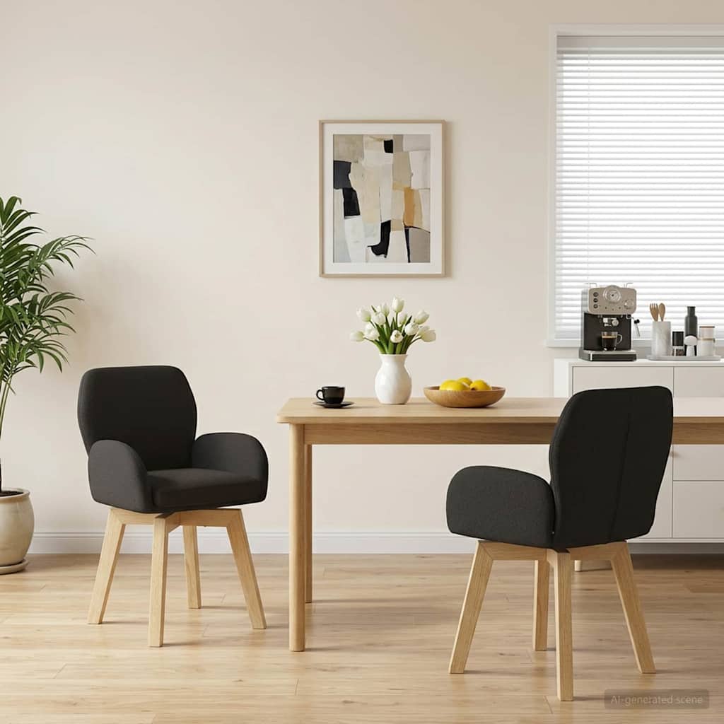 Draai Eetstoelen 2 pcs Bouclé Zwart 54 x 58 x 87 cm is nu te koop bij PeponiXL, paradijselijk wonen!