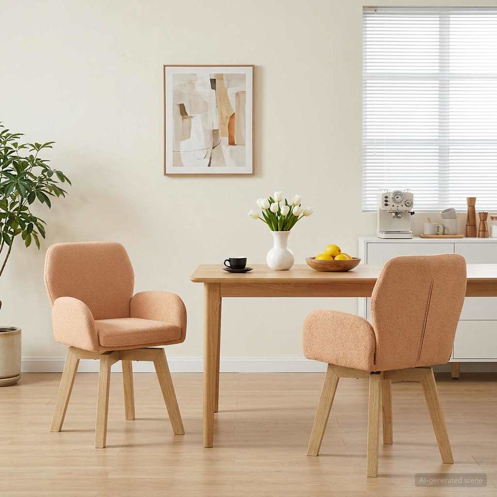 Draai Eetstoelen 2 pcs Bouclé Beige 54 x 58 x 87 cm is nu te koop bij PeponiXL, paradijselijk wonen!