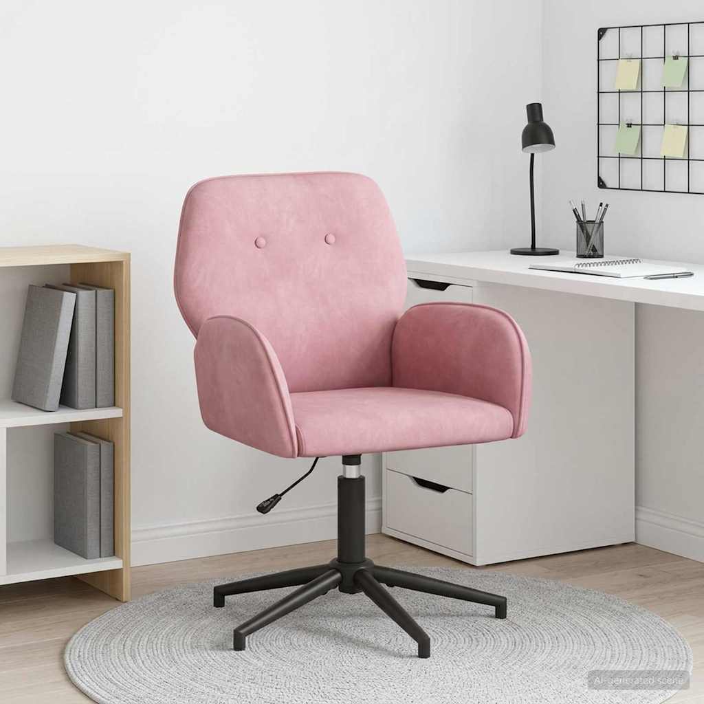 Draaischrijfstoel 54 x 55 x 90 cm Roze fluweel