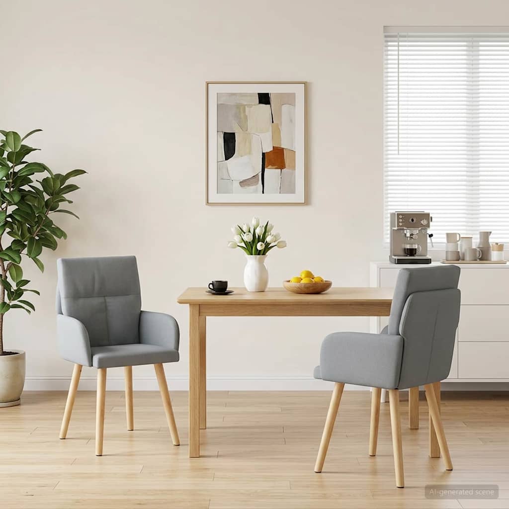 Eettafelstoelen 2 pcs Stof Lichtgrijs 60 x 56 x 96 cm is nu te koop bij PeponiXL, paradijselijk wonen!