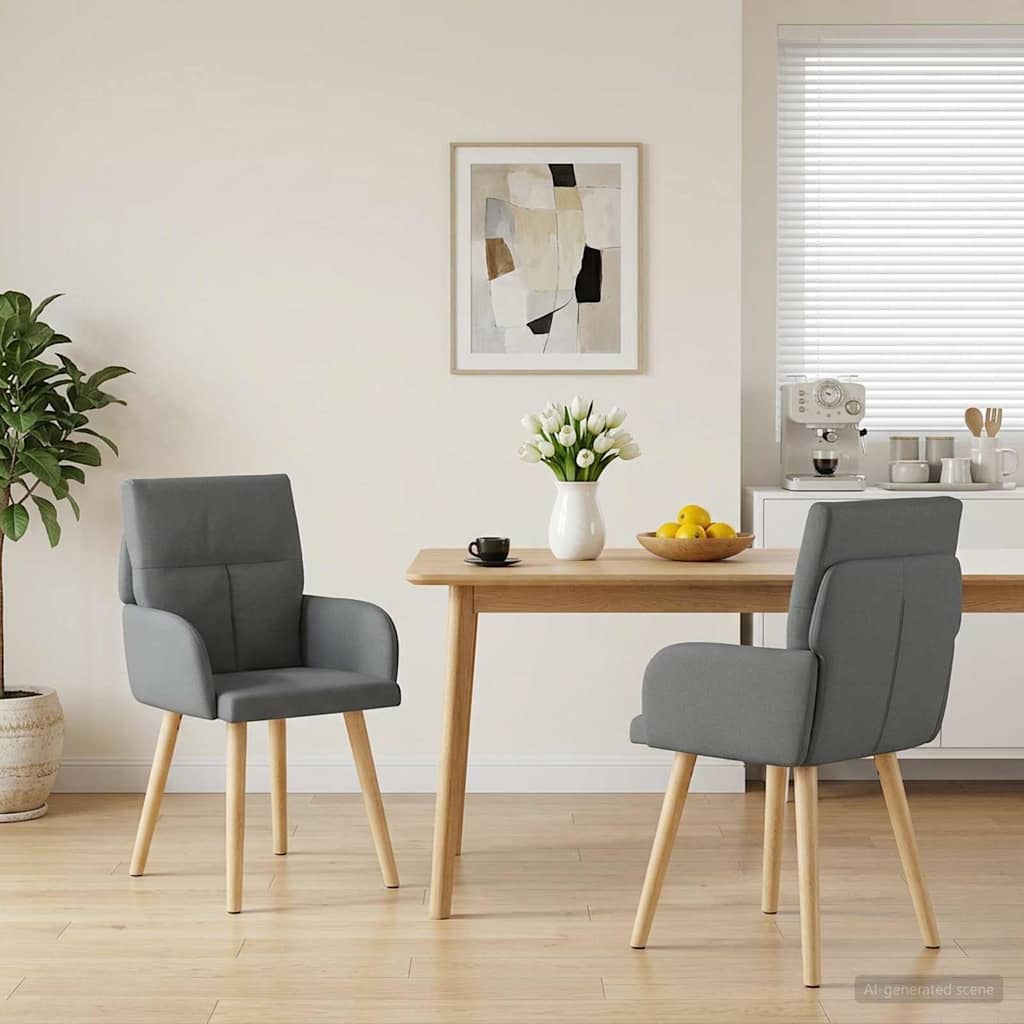 Eettafelstoelen 2 pcs Stof Donkergrijs 60 x 56 x 96 cm is nu te koop bij PeponiXL, paradijselijk wonen!