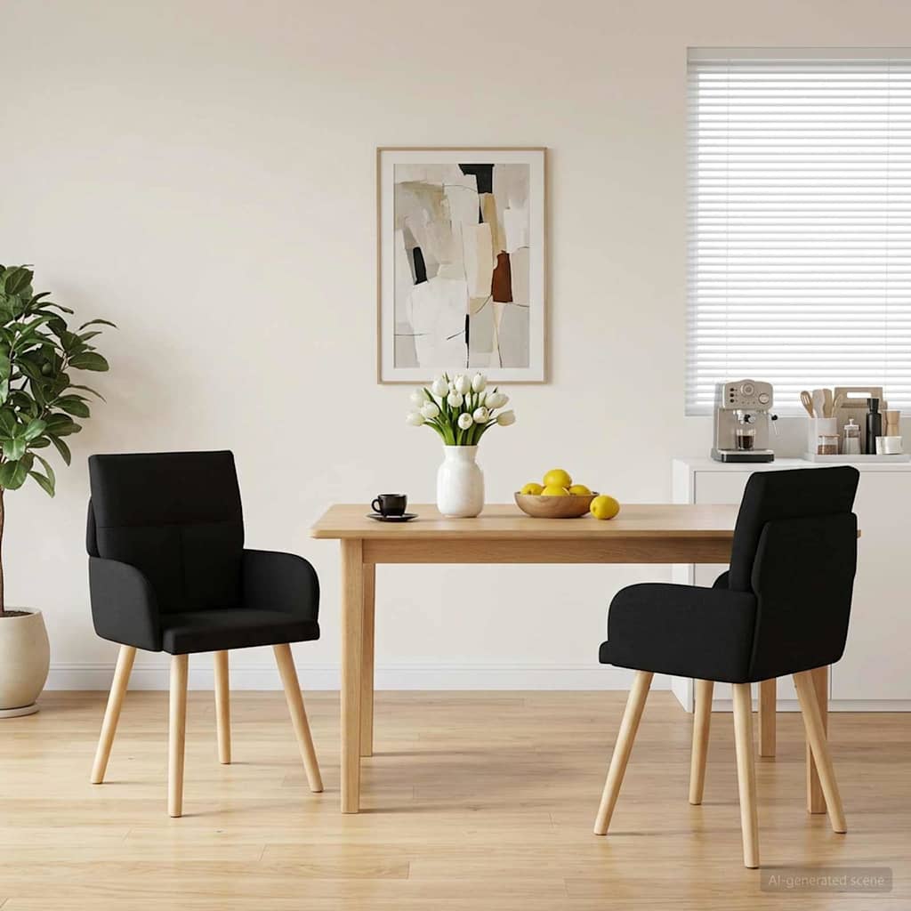 Eettafelstoelen 2 pcs Stof Zwart 60 x 56 x 96 cm is nu te koop bij PeponiXL, paradijselijk wonen!