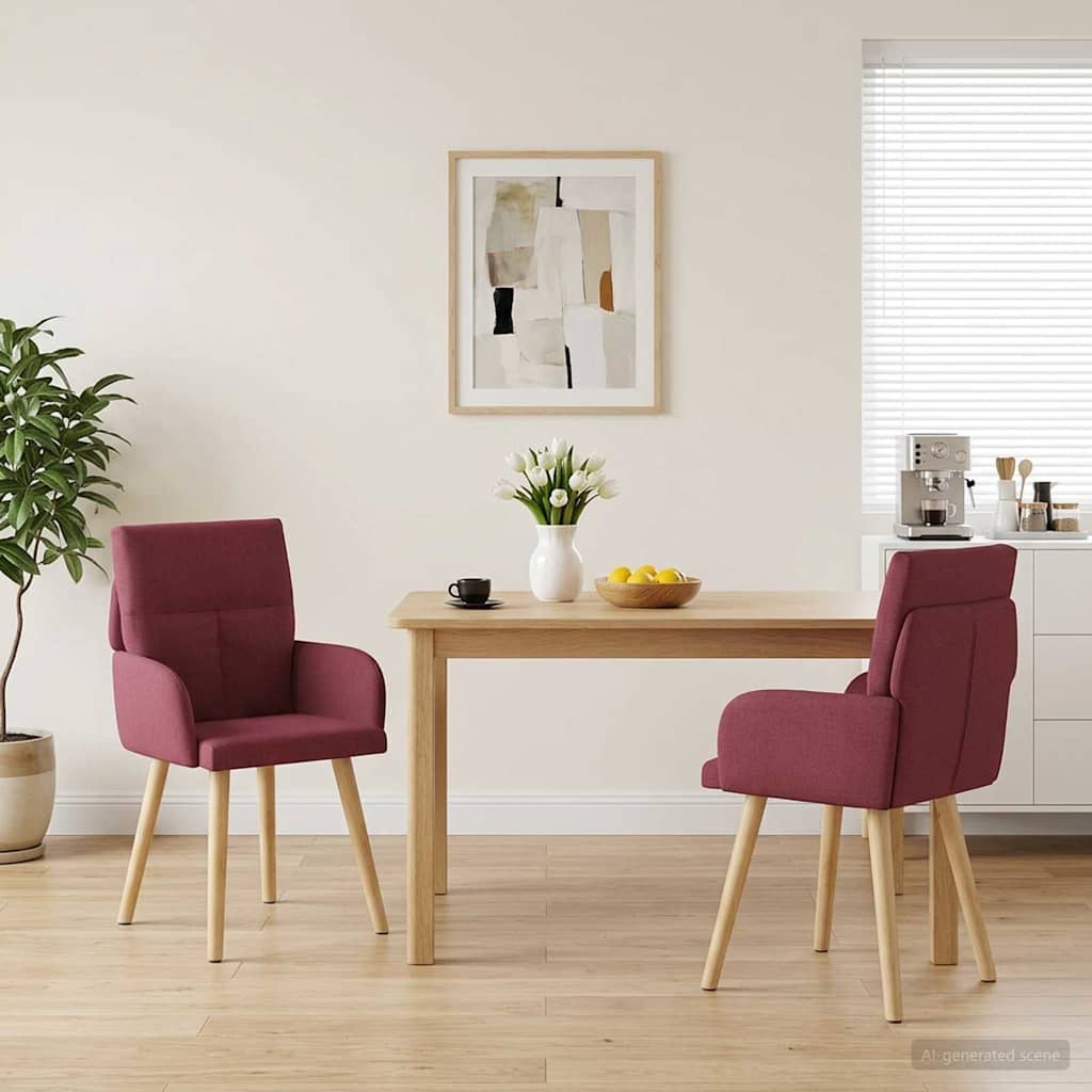 Eettafelstoelen 2 pcs Stof Wijnrood 60 x 56 x 96 cm is nu te koop bij PeponiXL, paradijselijk wonen!