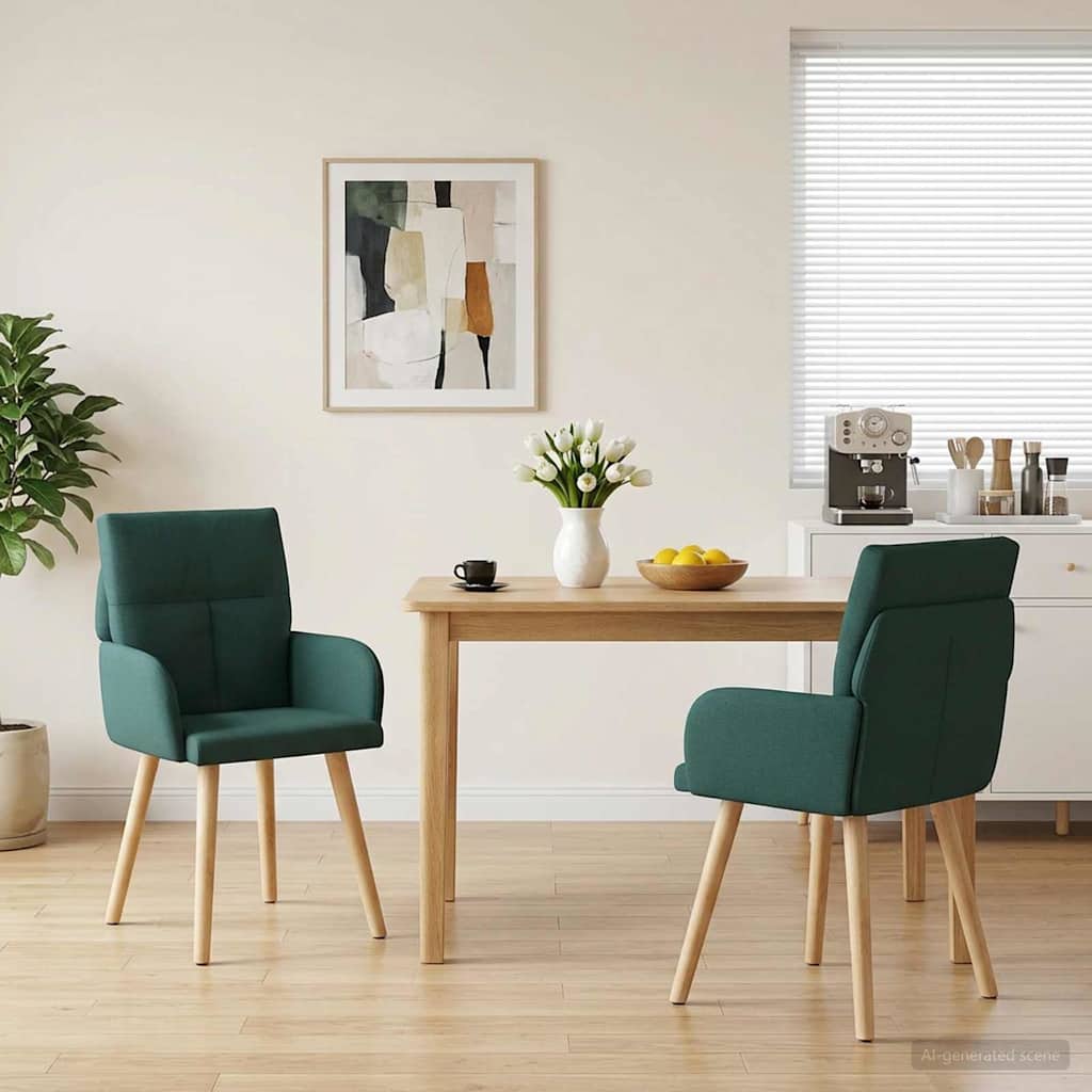 Eettafelstoelen 2 pcs Stof Donkergroen 60 x 56 x 96 cm is nu te koop bij PeponiXL, paradijselijk wonen!