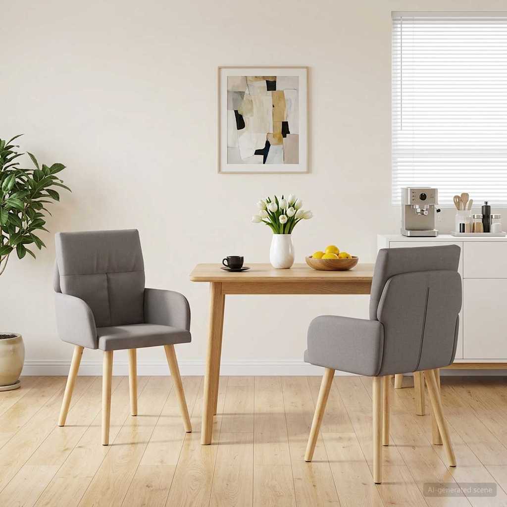 Eettafelstoelen 2 pcs Stof Taupe 60 x 56 x 96 cm is nu te koop bij PeponiXL, paradijselijk wonen!