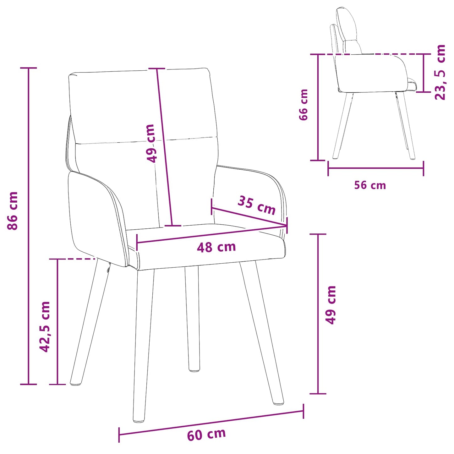 Eettafelstoelen 2 pcs Stof Crèmekleurig 60 x 56 x 96 cm is nu te koop bij PeponiXL, paradijselijk wonen!