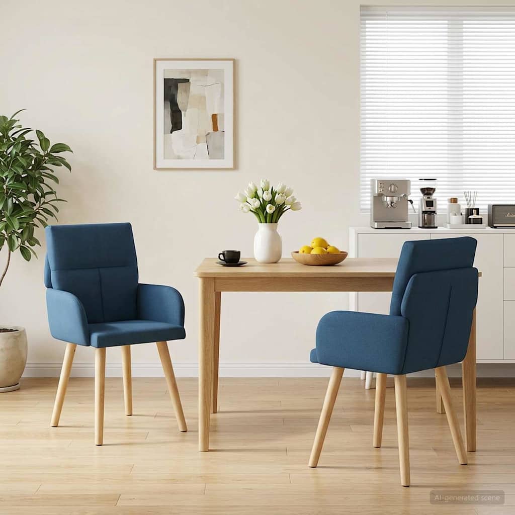 Eettafelstoelen 2 pcs Stof Blauw 60 x 56 x 96 cm is nu te koop bij PeponiXL, paradijselijk wonen!