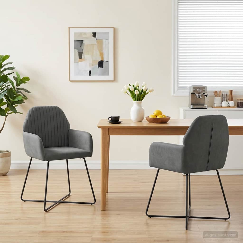 Eettafelstoelen 2 pcs fluweel Donkergrijs 55 x 50 x 84 cm is nu te koop bij PeponiXL, paradijselijk wonen!