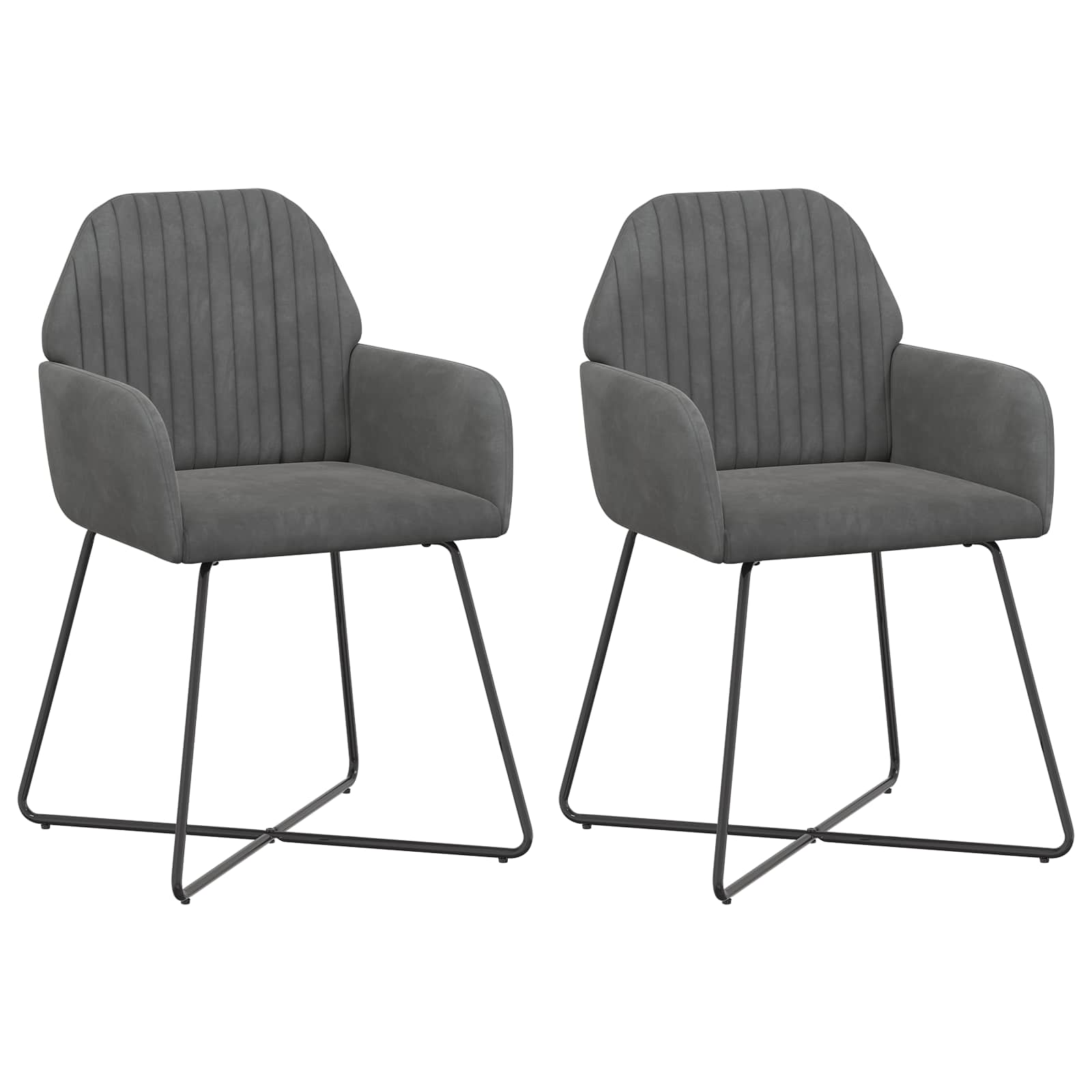Eettafelstoelen 2 pcs fluweel Donkergrijs 55 x 50 x 84 cm is nu te koop bij PeponiXL, paradijselijk wonen!