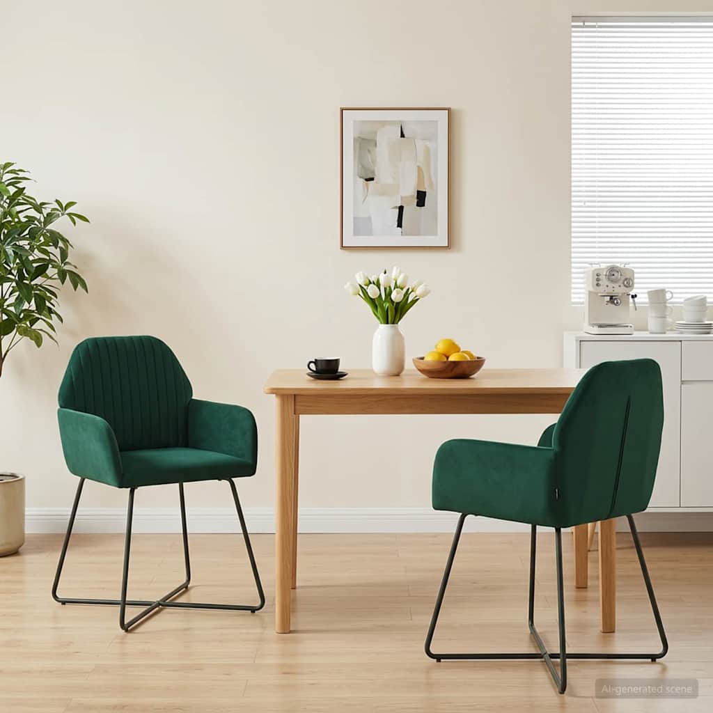 Eettafelstoelen 2 pcs fluweel Donkergroen 55 x 50 x 84 cm is nu te koop bij PeponiXL, paradijselijk wonen!