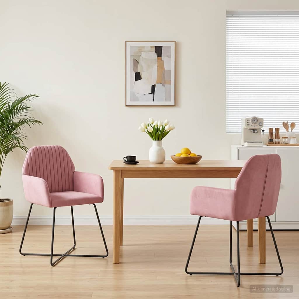 Eettafelstoelen 2 pcs fluweel Roze 55 x 50 x 84 cm is nu te koop bij PeponiXL, paradijselijk wonen!