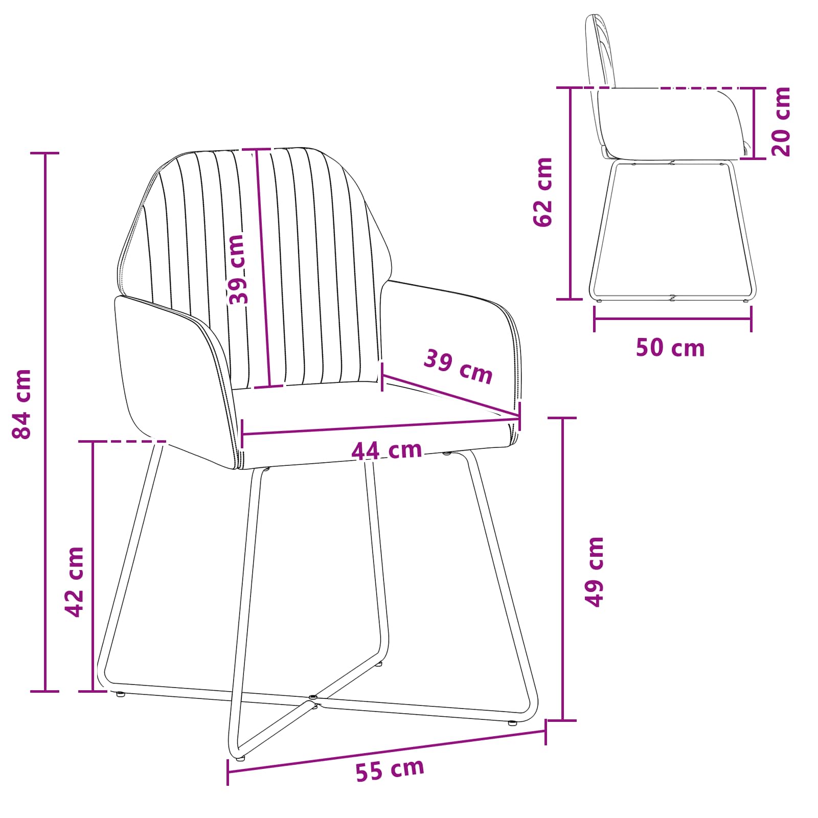 Eettafelstoelen 2 pcs fluweel Roze 55 x 50 x 84 cm is nu te koop bij PeponiXL, paradijselijk wonen!