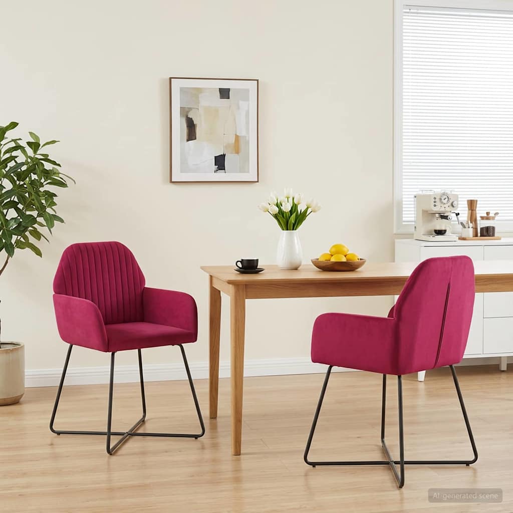 Eettafelstoelen 2 pcs fluweel Wijnrood 55 x 50 x 84 cm is nu te koop bij PeponiXL, paradijselijk wonen!