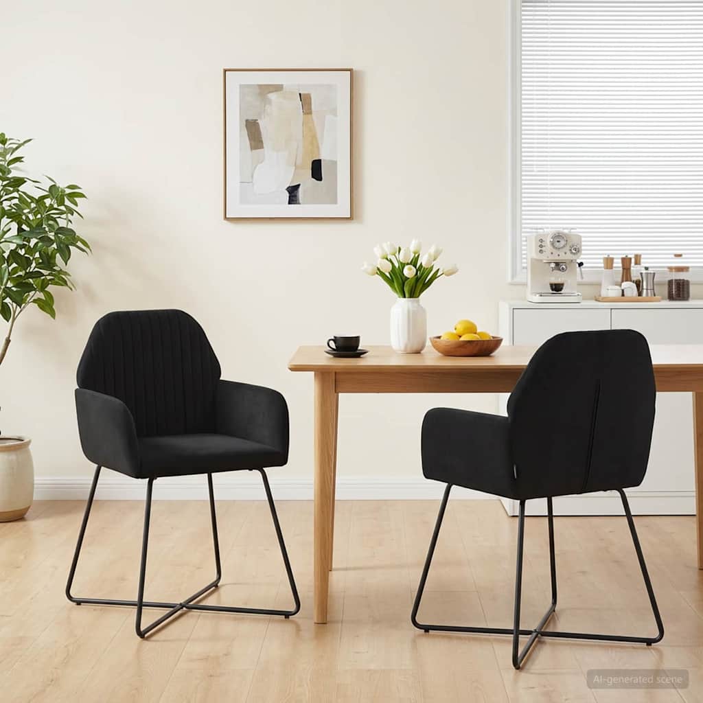 Eettafelstoelen 2 pcs fluweel Zwart 55 x 50 x 84 cm is nu te koop bij PeponiXL, paradijselijk wonen!