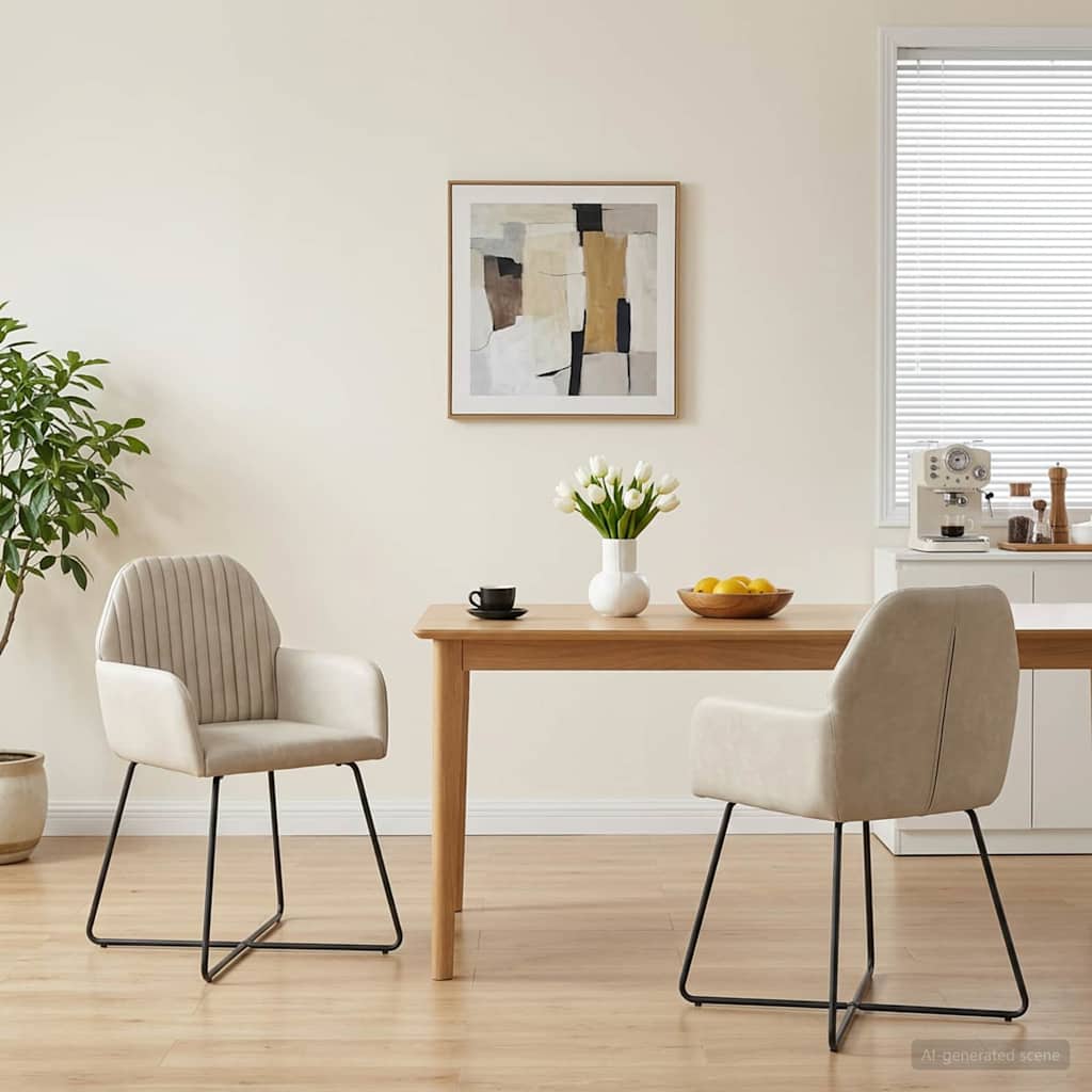 Eettafelstoelen 2 pcs fluweel Crèmekleurig 55 x 50 x 84 cm is nu te koop bij PeponiXL, paradijselijk wonen!