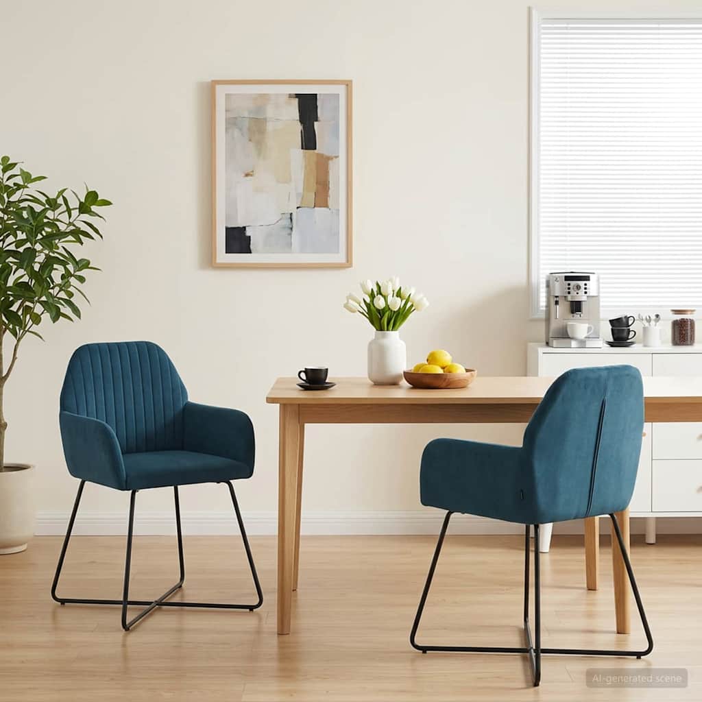 Eettafelstoelen 2 pcs fluweel Blauw 55 x 50 x 84 cm is nu te koop bij PeponiXL, paradijselijk wonen!