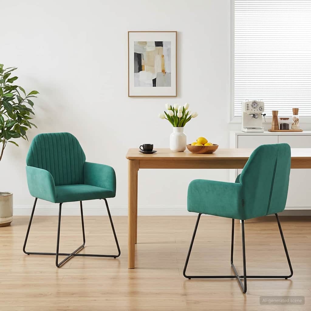 Eettafelstoelen 2 pcs fluweel Turquoise 55 x 50 x 84 cm is nu te koop bij PeponiXL, paradijselijk wonen!