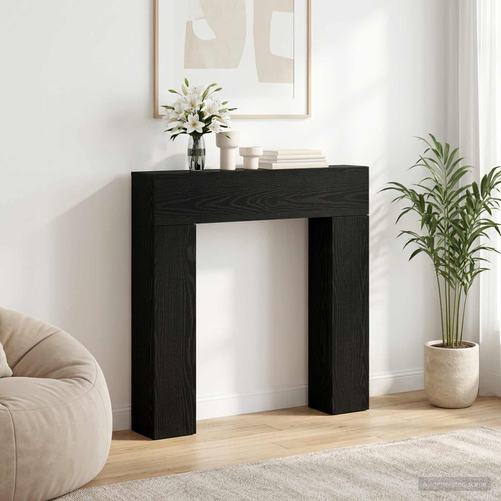 Haardomlijsting Zwart eiken 102 x 18 x 100,5 cm Bewerkt hout is nu te koop bij PeponiXL, paradijselijk wonen!