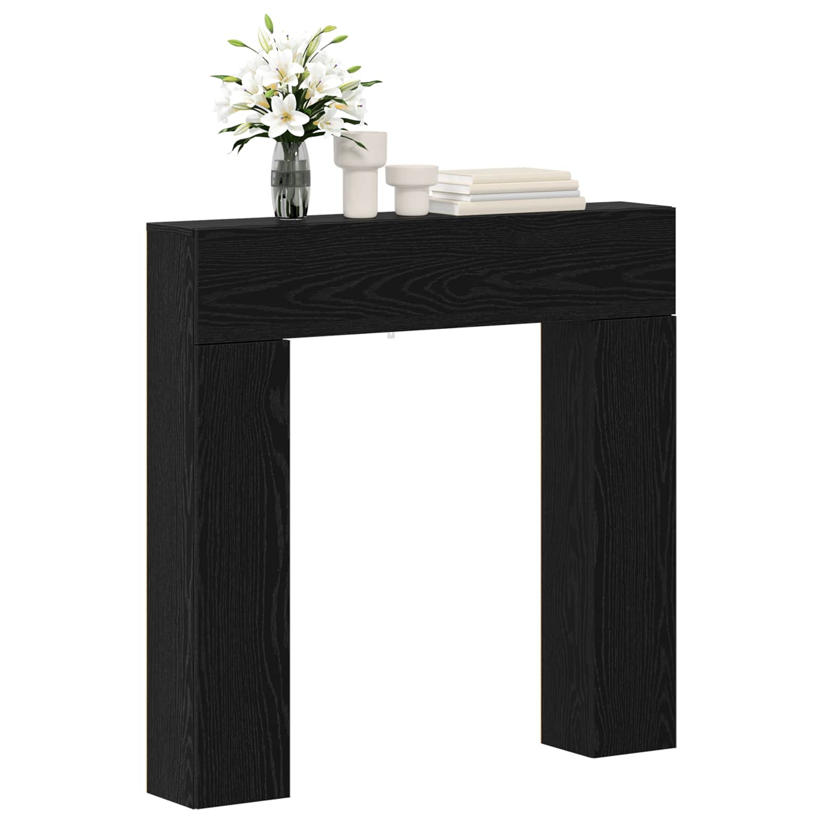 Haardomlijsting Zwart eiken 102 x 18 x 100,5 cm Bewerkt hout is nu te koop bij PeponiXL, paradijselijk wonen!