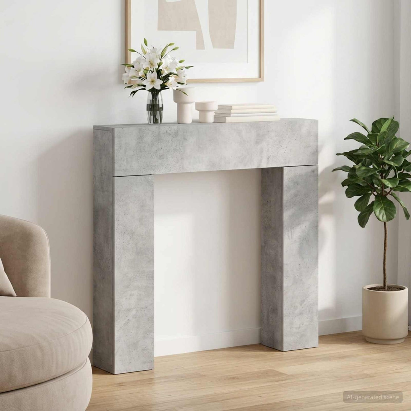 Haardomlijsting Betongrijs 102 x 18 x 100,5 cm Bewerkt hout is nu te koop bij PeponiXL, paradijselijk wonen!