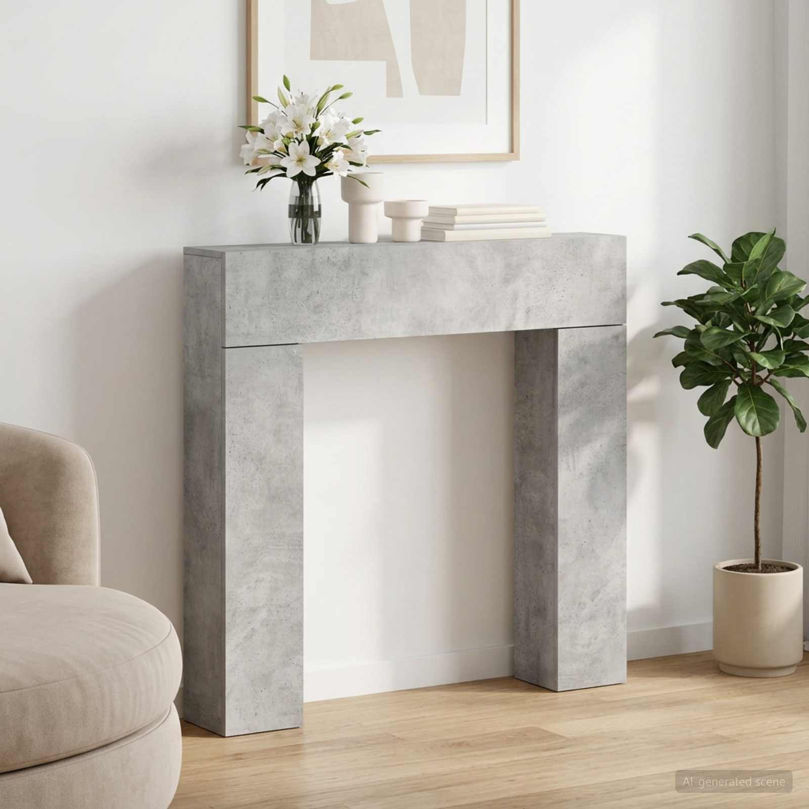 Haardomlijsting Betongrijs 102 x 18 x 100,5 cm Bewerkt hout is nu te koop bij PeponiXL, paradijselijk wonen!