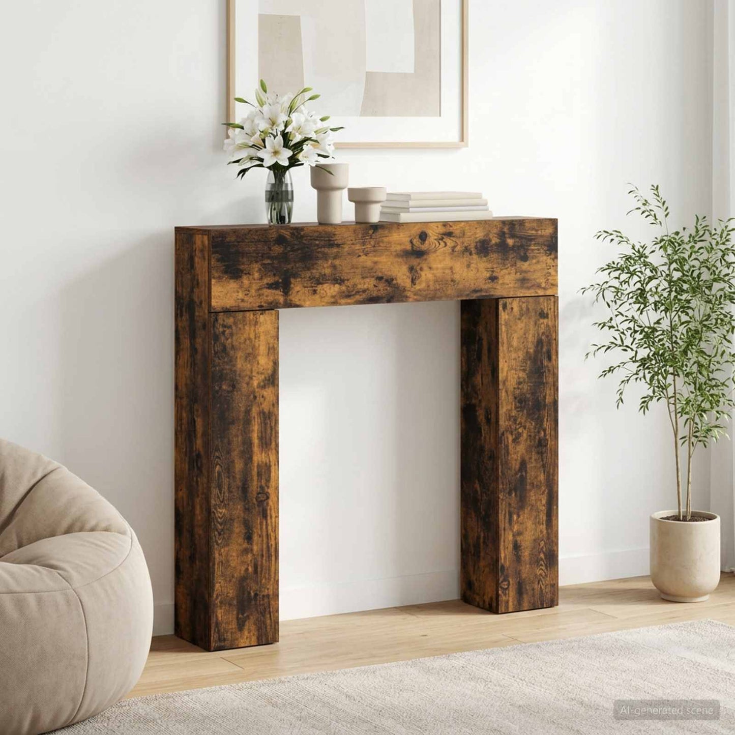 Haardomlijsting Gerookt eiken 102 x 18 x 100,5 cm Bewerkt hout is nu te koop bij PeponiXL, paradijselijk wonen!