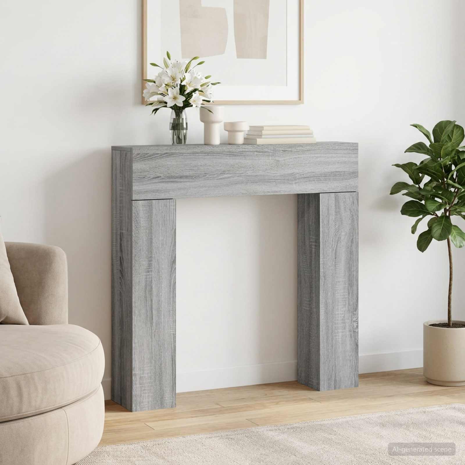Haardomlijsting Grijs Sonoma 102 x 18 x 100,5 cm Bewerkt hout is nu te koop bij PeponiXL, paradijselijk wonen!