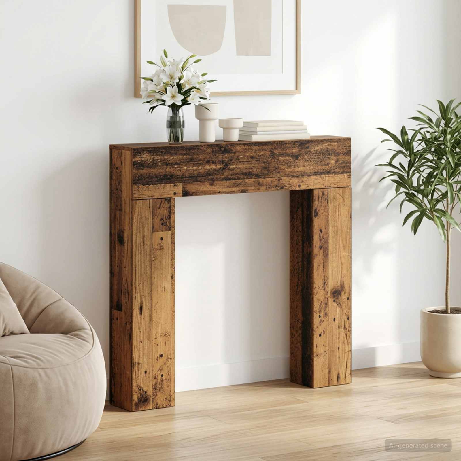 Haardomlijsting Oud hout 102 x 18 x 100,5 cm Bewerkt hout is nu te koop bij PeponiXL, paradijselijk wonen!