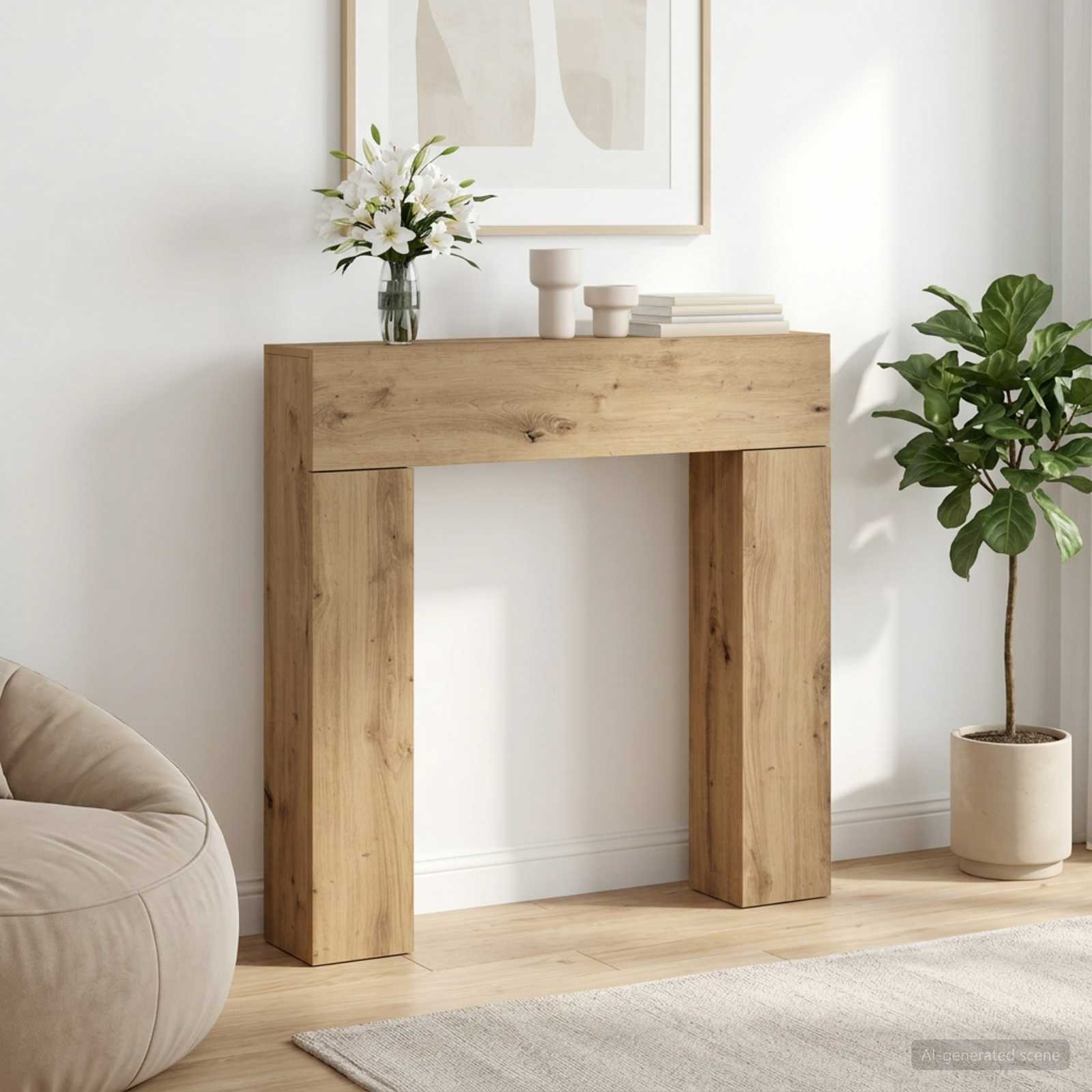 Haardomlijsting Artisanaal eiken 102 x 18 x 100,5 cm is nu te koop bij PeponiXL, paradijselijk wonen!