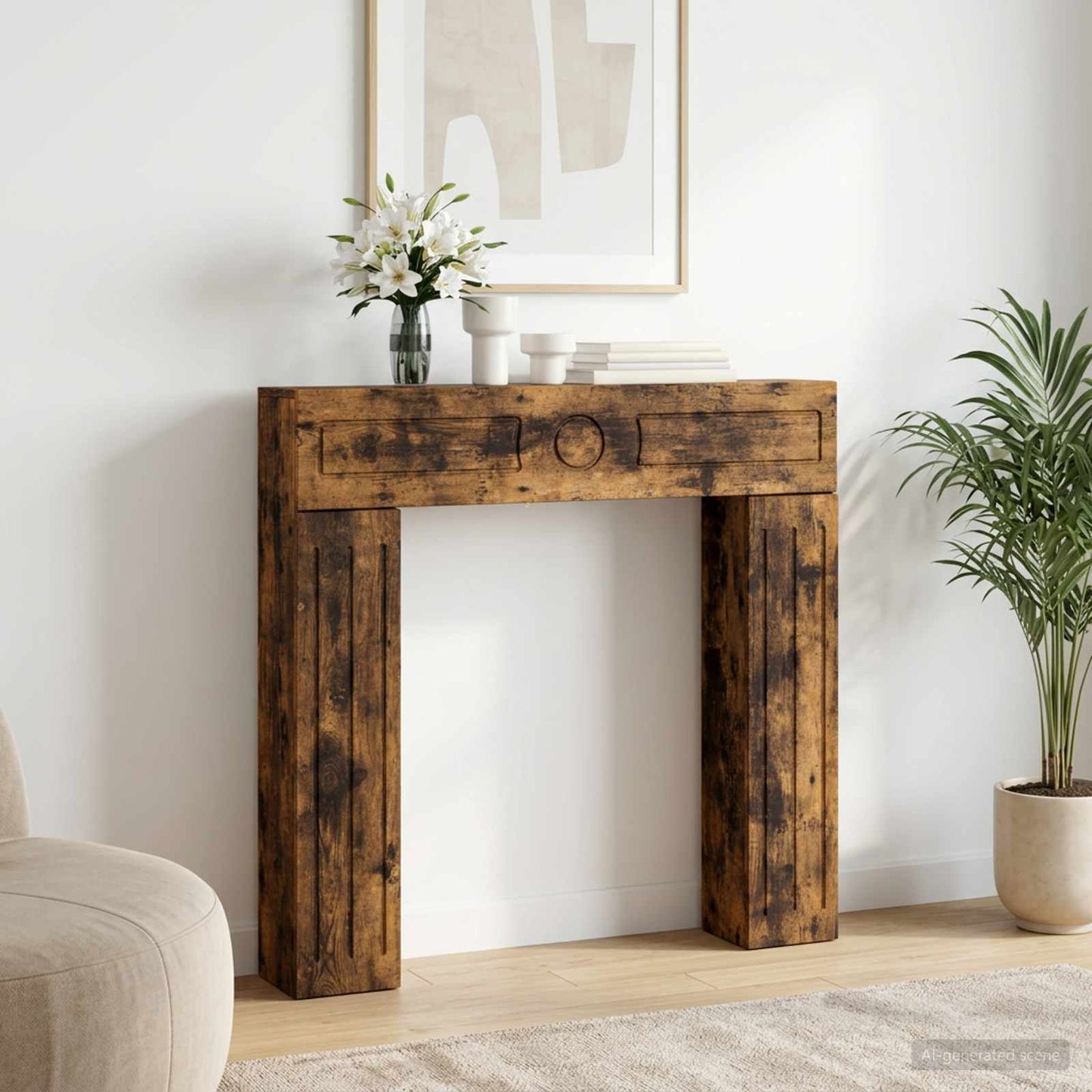 Haardomlijsting Gerookt eiken 102 x 18 x 100,5 cm Bewerkt hout is nu te koop bij PeponiXL, paradijselijk wonen!