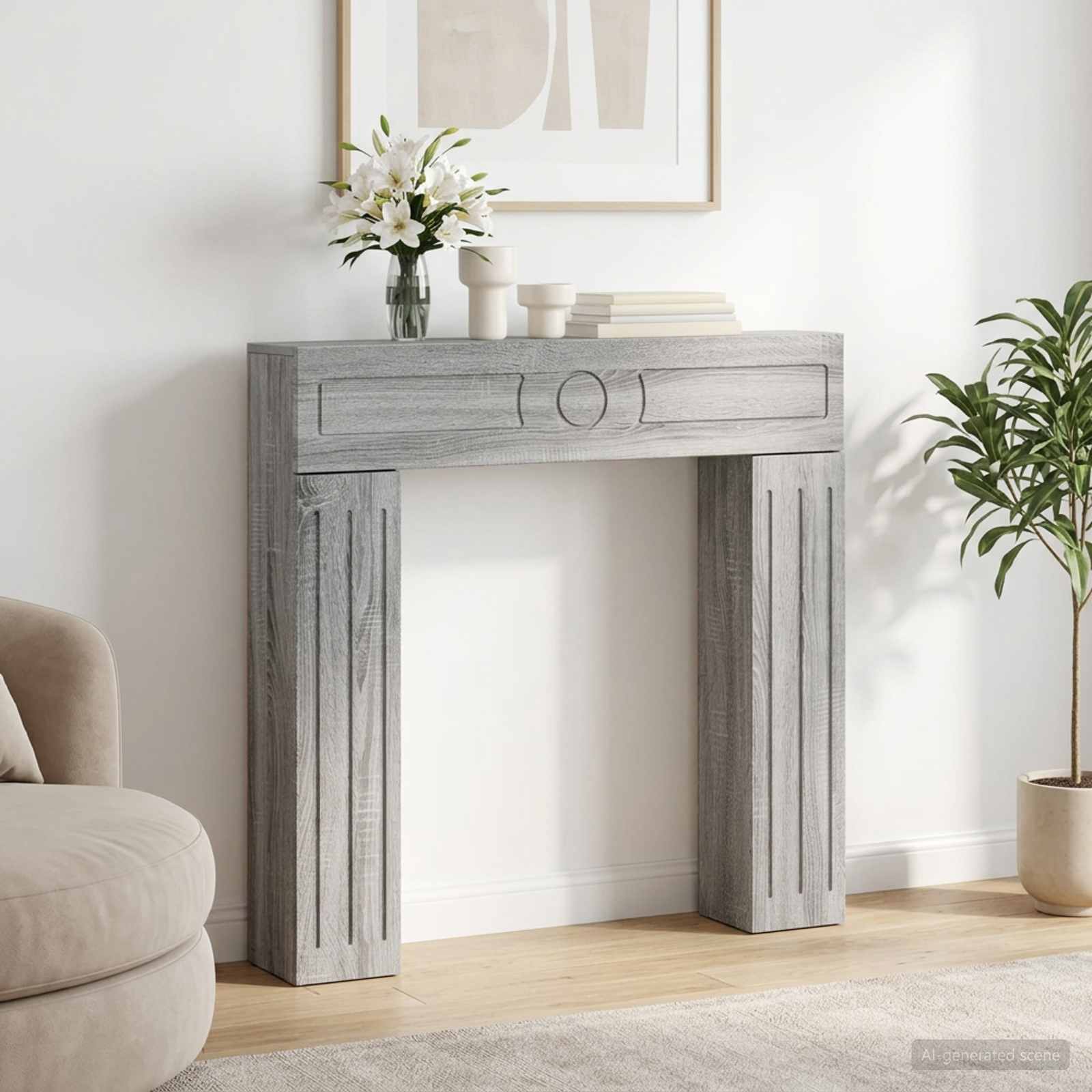 Haardomlijsting Grijs Sonoma 102 x 18 x 100,5 cm Bewerkt hout is nu te koop bij PeponiXL, paradijselijk wonen!