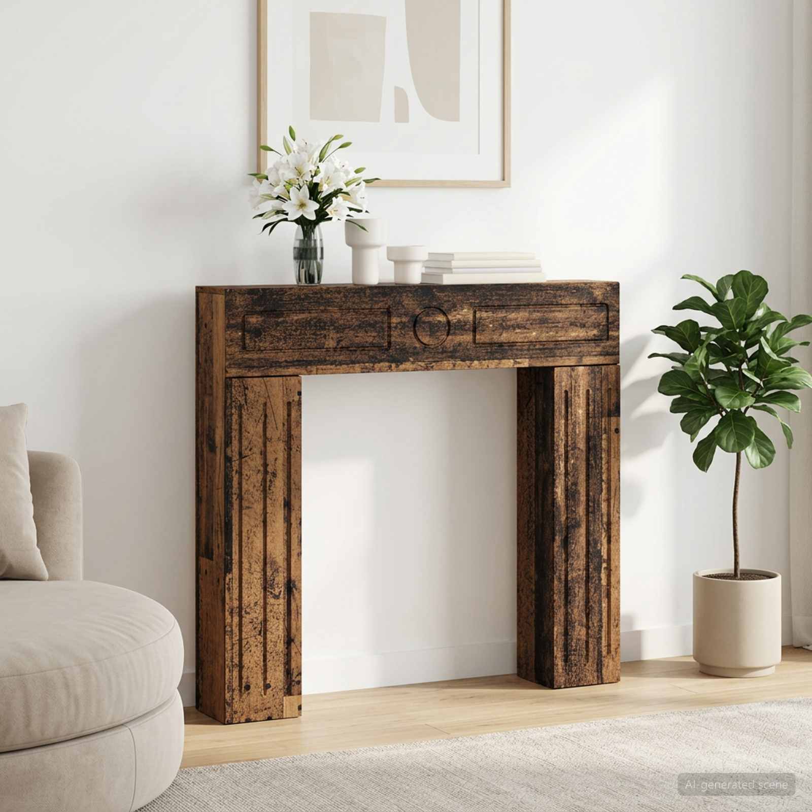 Haardomlijsting Oud hout 102 x 18 x 100,5 cm Bewerkt hout is nu te koop bij PeponiXL, paradijselijk wonen!