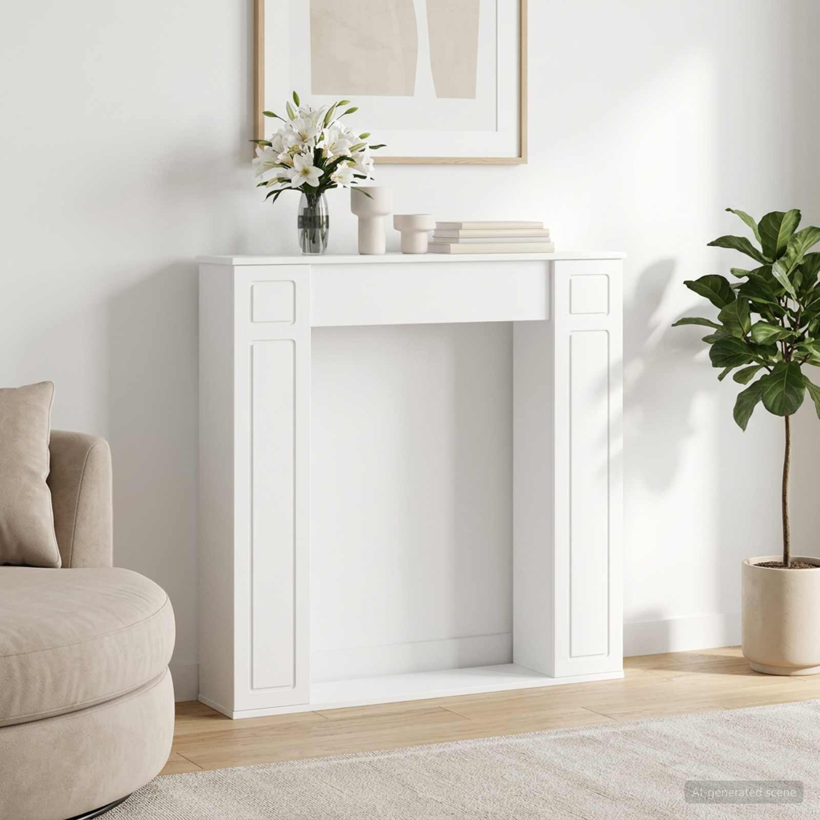 Haardomlijsting Wit 100 x 20 x 100 cm Bewerkt hout is nu te koop bij PeponiXL, paradijselijk wonen!