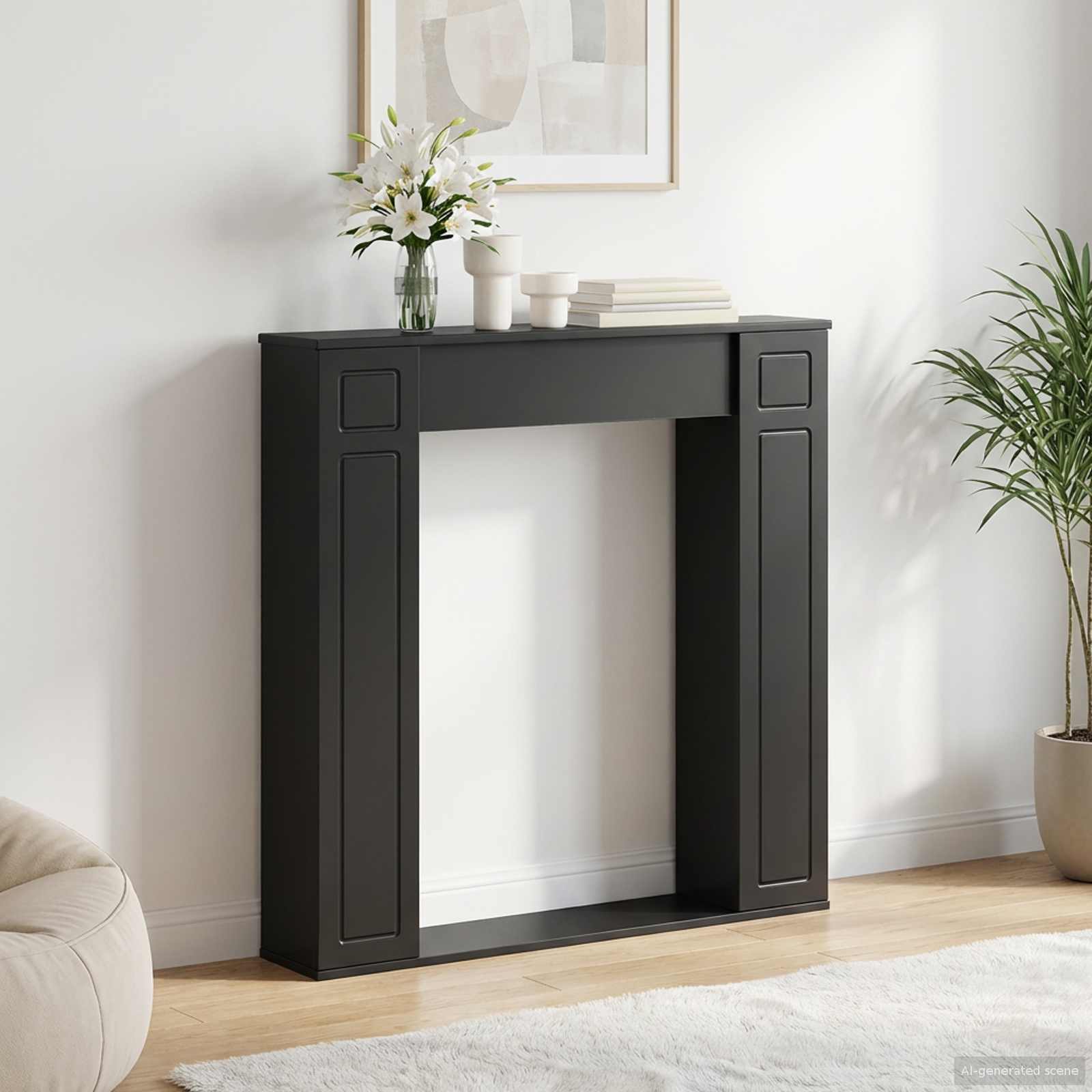 Haardomlijsting Zwart 100 x 20 x 100 cm Bewerkt hout is nu te koop bij PeponiXL, paradijselijk wonen!