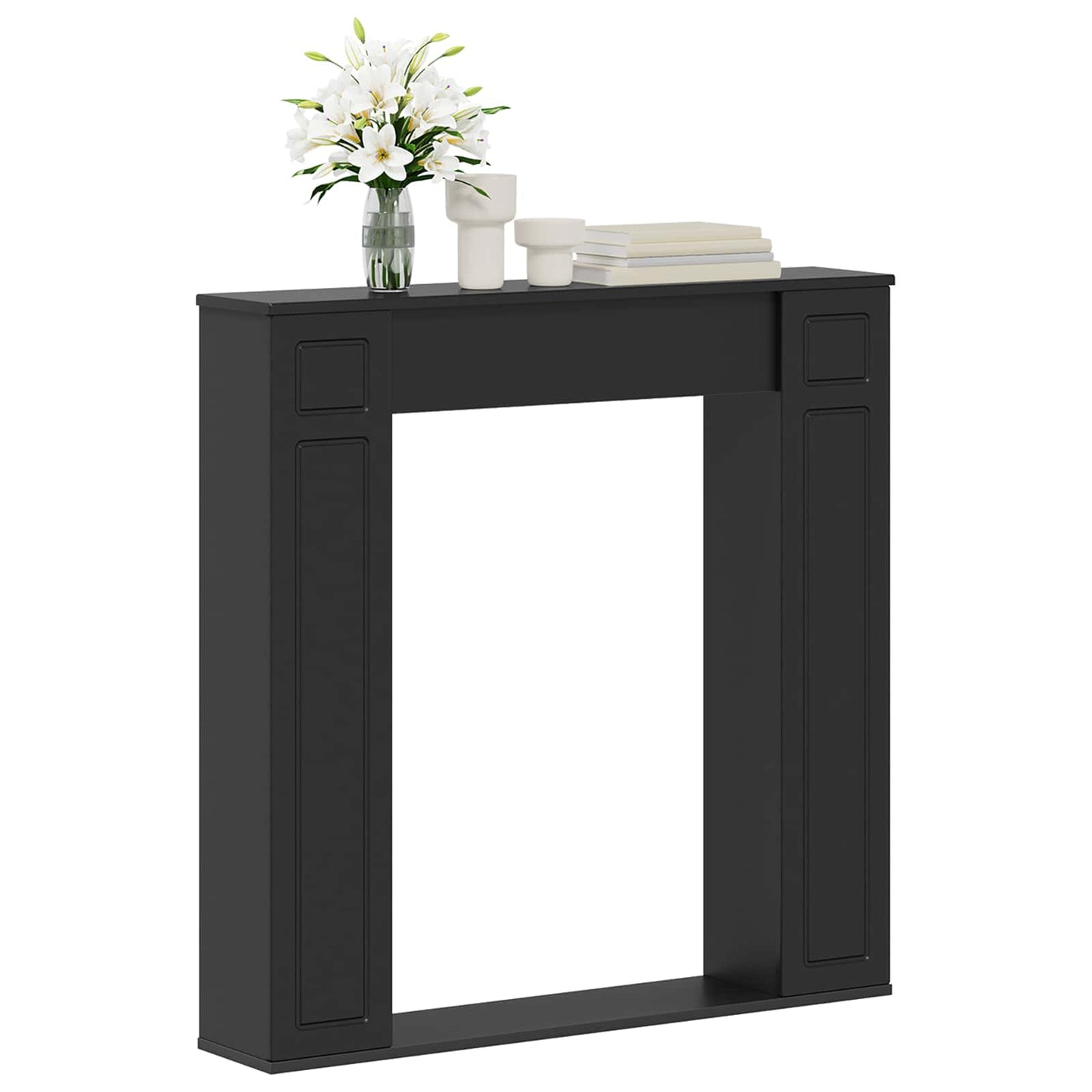 Haardomlijsting Zwart 100 x 20 x 100 cm Bewerkt hout is nu te koop bij PeponiXL, paradijselijk wonen!