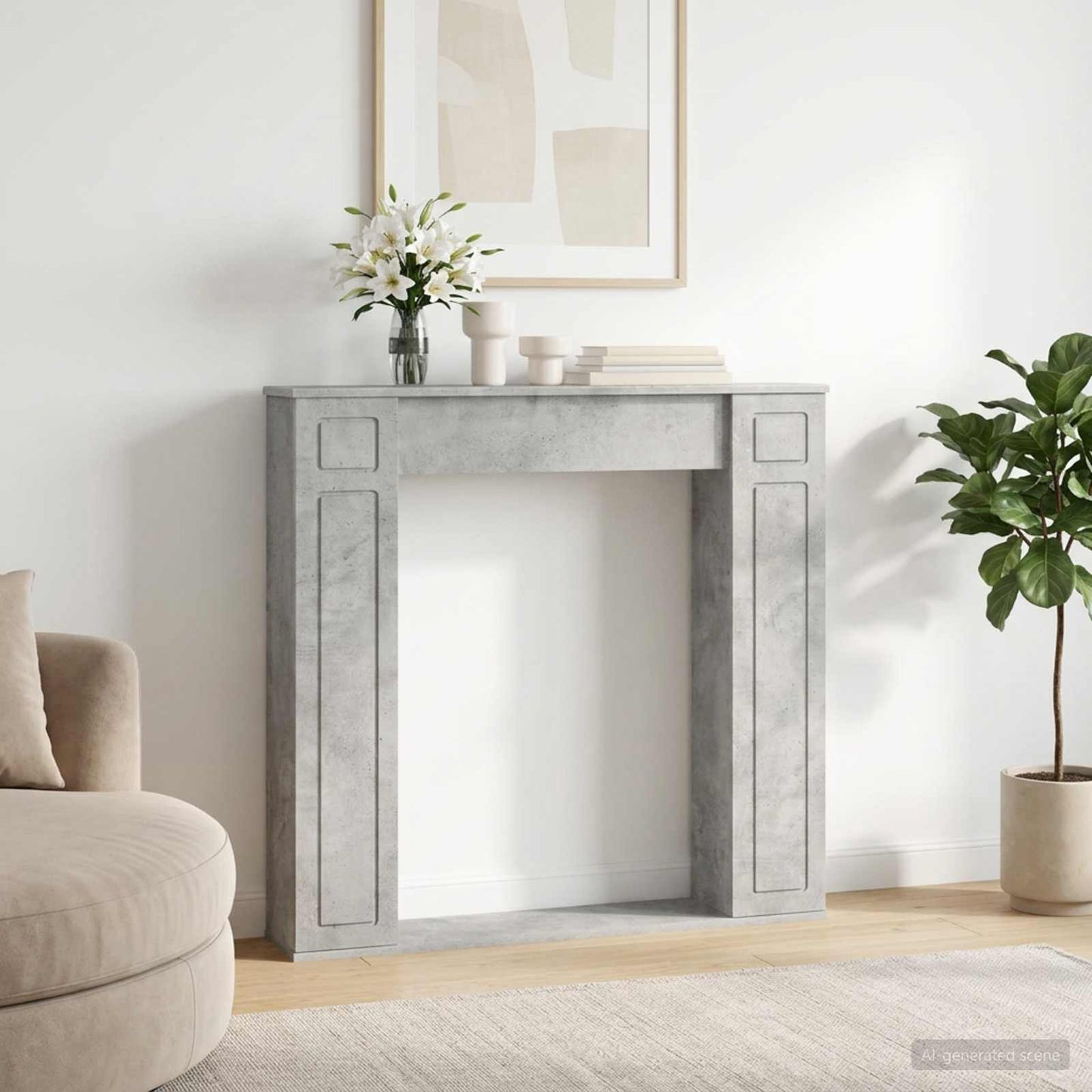 Haardomlijsting Betongrijs 100 x 20 x 100 cm Bewerkt hout is nu te koop bij PeponiXL, paradijselijk wonen!