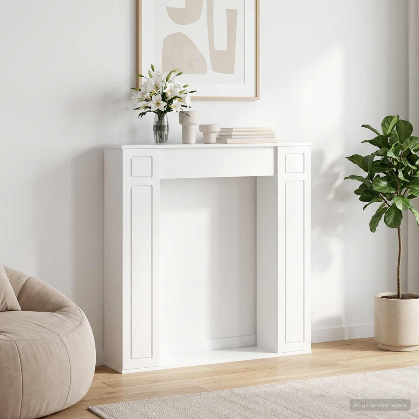 Haardomlijsting Glanzend Wit 100 x 20 x 100 cm Bewerkt hout is nu te koop bij PeponiXL, paradijselijk wonen!