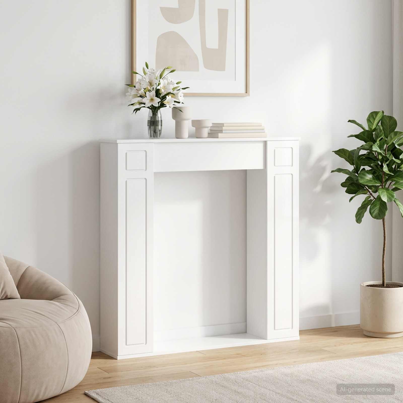 Haardomlijsting Glanzend Wit 100 x 20 x 100 cm Bewerkt hout is nu te koop bij PeponiXL, paradijselijk wonen!