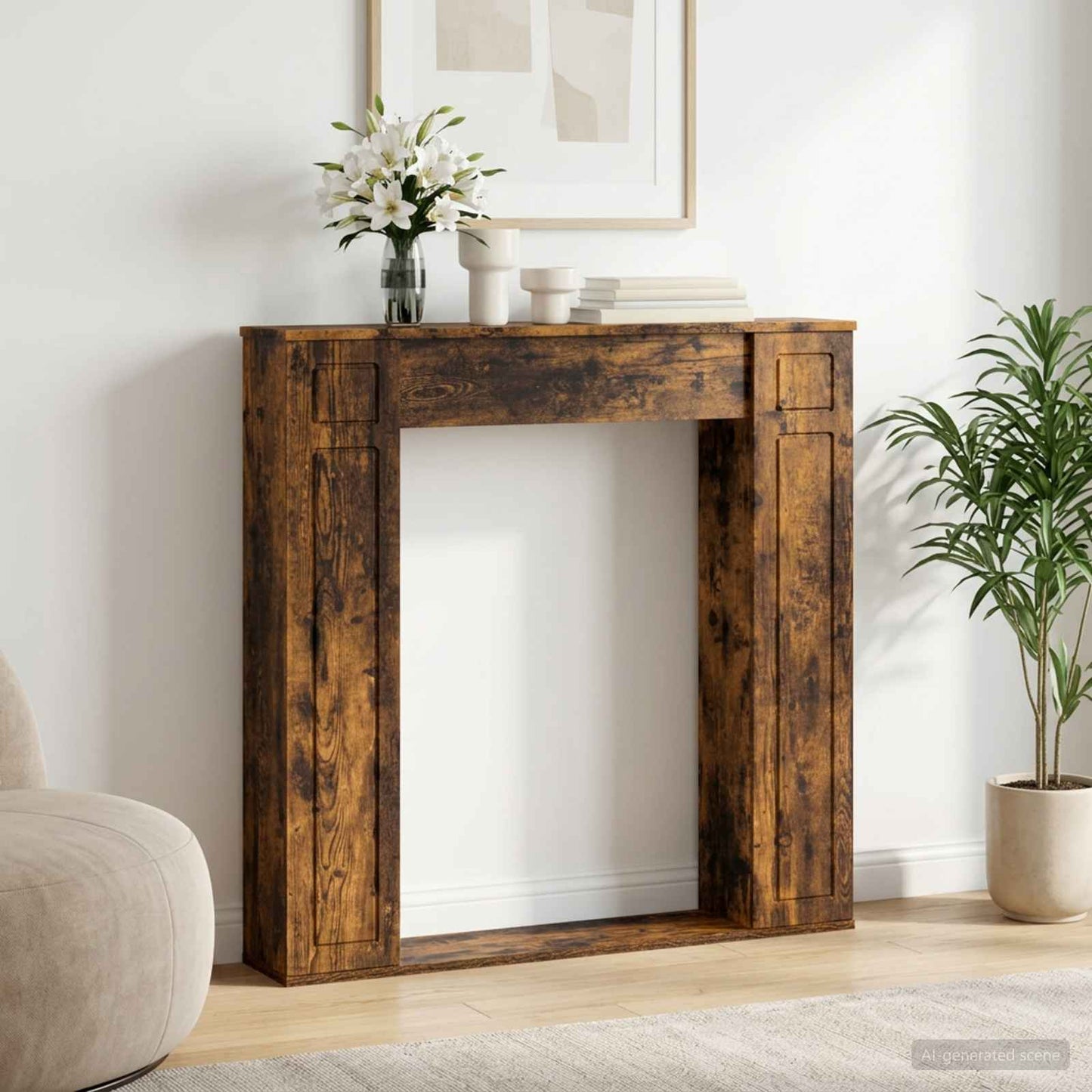 Haardomlijsting Gerookt eiken 100 x 20 x 100 cm Bewerkt hout is nu te koop bij PeponiXL, paradijselijk wonen!
