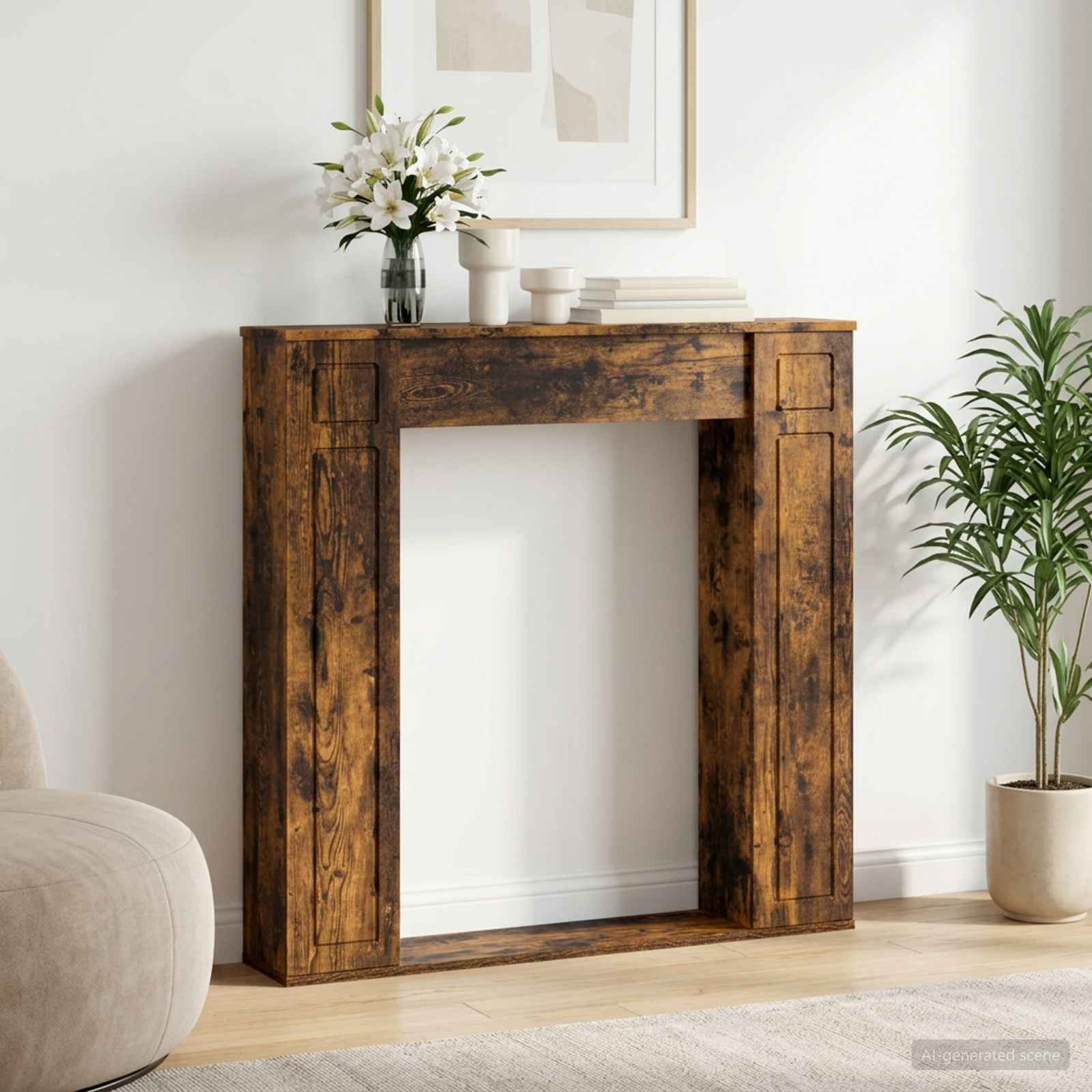 Haardomlijsting Gerookt eiken 100 x 20 x 100 cm Bewerkt hout is nu te koop bij PeponiXL, paradijselijk wonen!