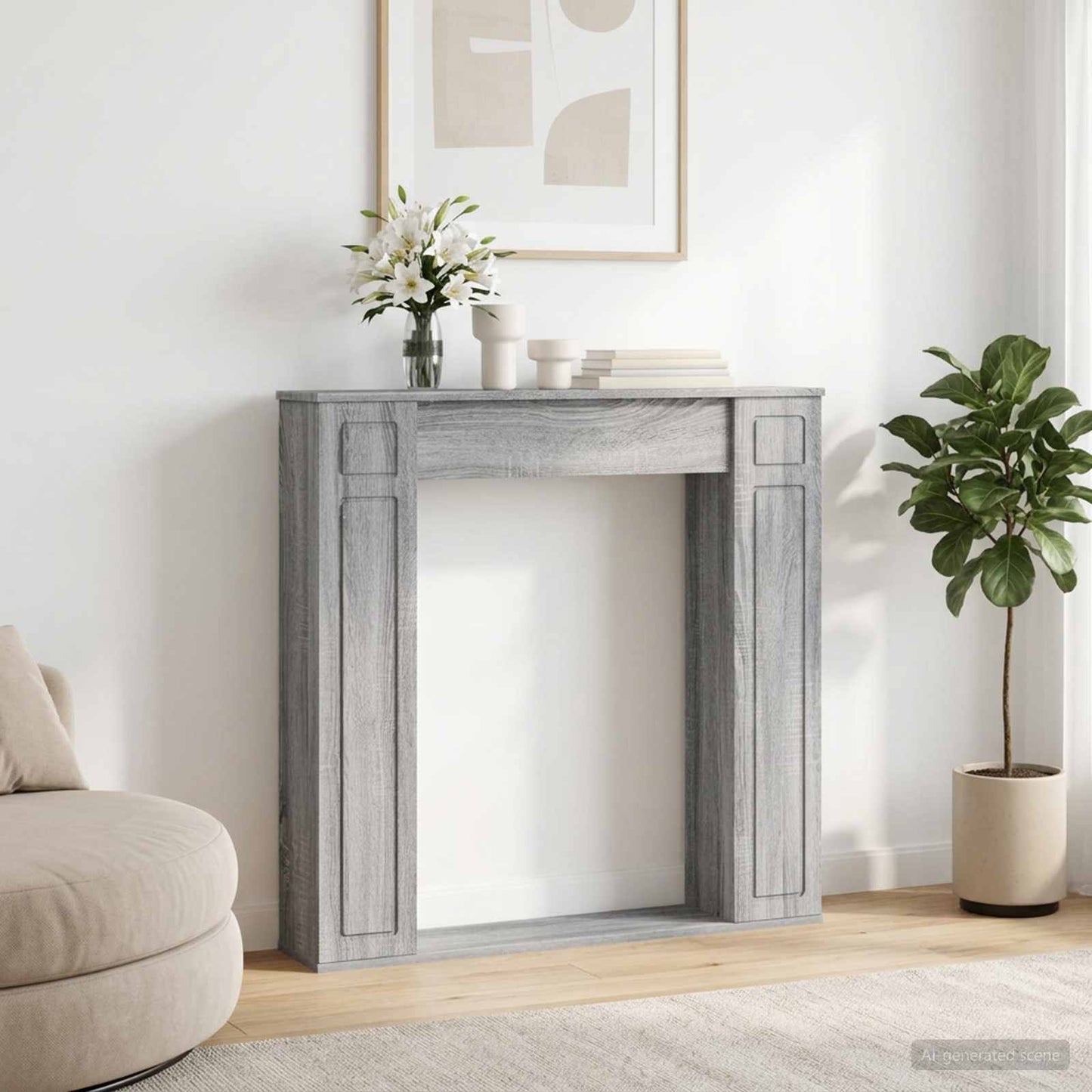 Haardomlijsting Grijs Sonoma 100 x 20 x 100 cm Bewerkt hout is nu te koop bij PeponiXL, paradijselijk wonen!