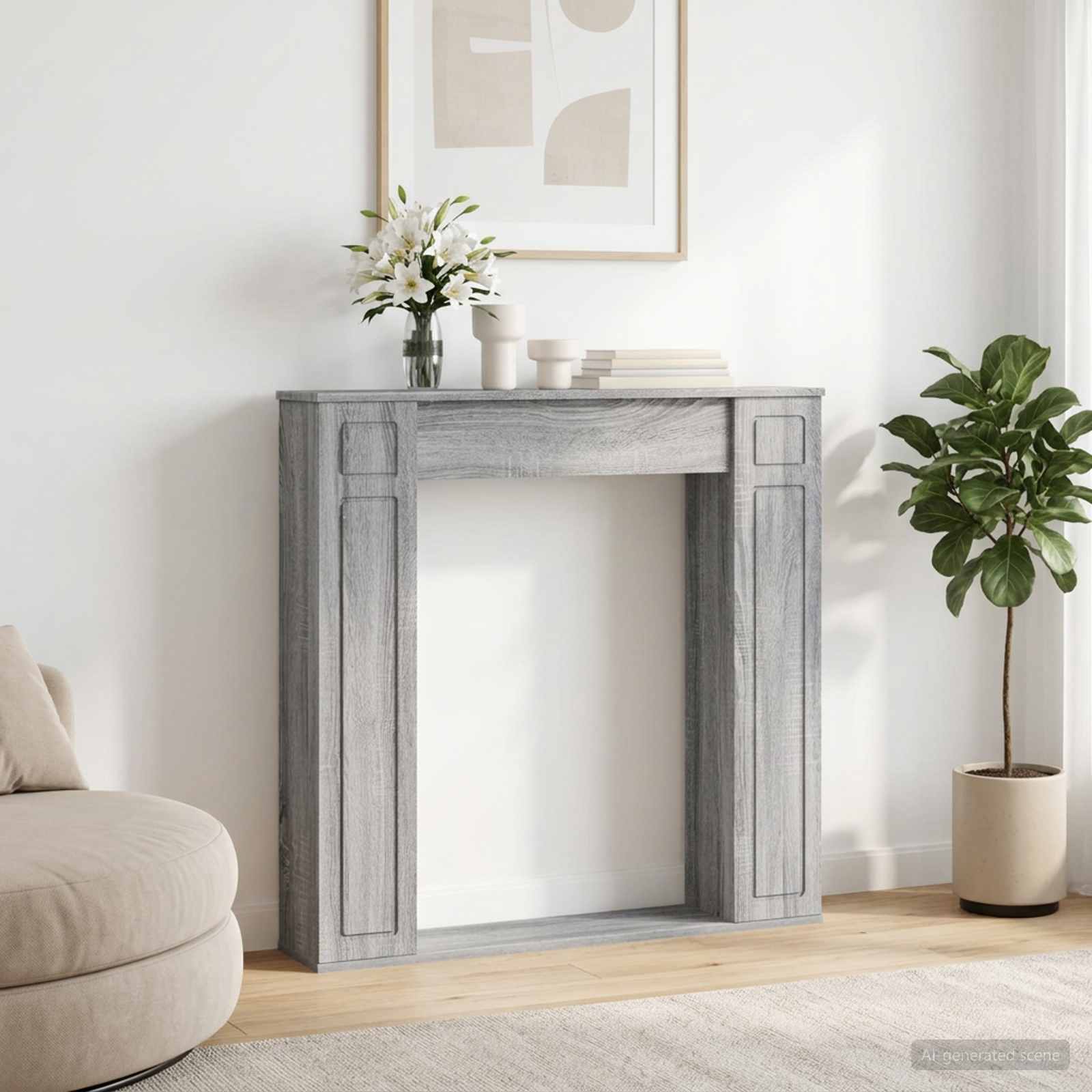 Haardomlijsting Grijs Sonoma 100 x 20 x 100 cm Bewerkt hout is nu te koop bij PeponiXL, paradijselijk wonen!