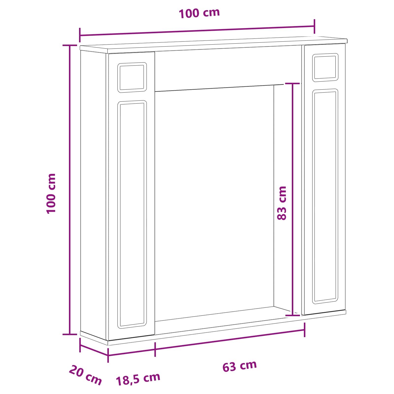 Haardomlijsting Oud hout 100 x 20 x 100 cm Bewerkt hout is nu te koop bij PeponiXL, paradijselijk wonen!