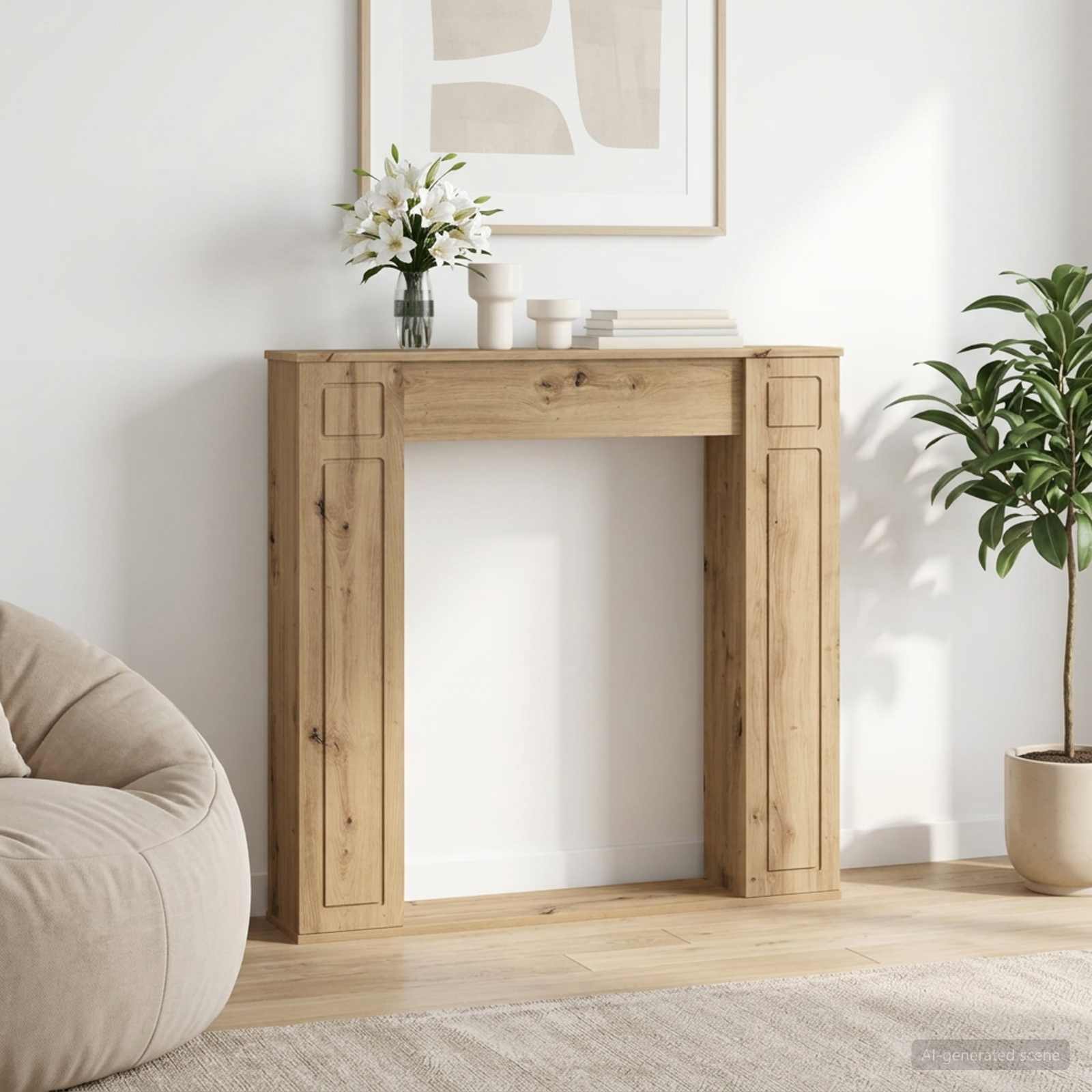 Haardomlijsting Artisanaal eiken 100 x 20 x 100 cm Bewerkt hout is nu te koop bij PeponiXL, paradijselijk wonen!